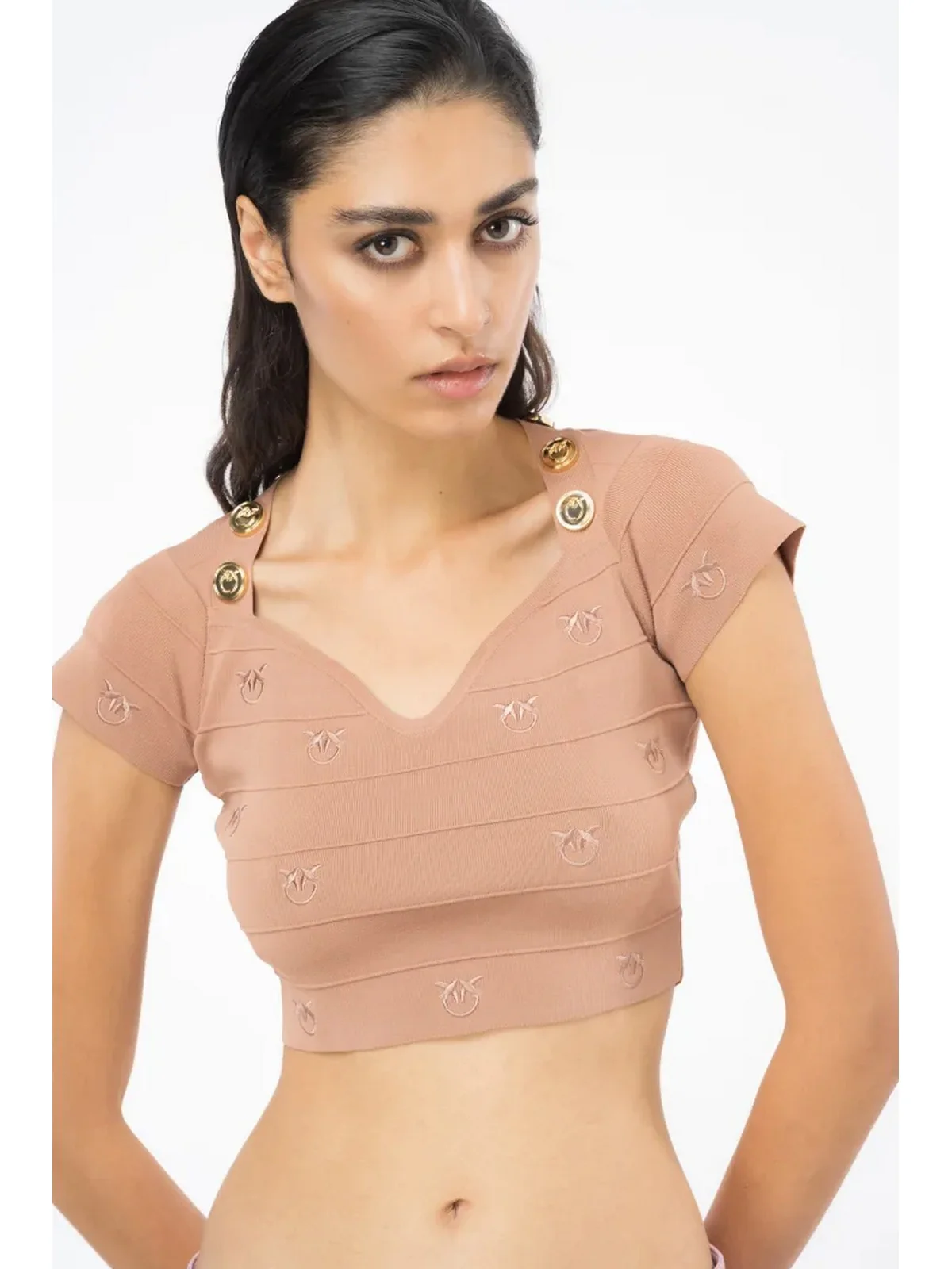 PINKO T-Shirt e Polo Donna Hoodia 102882-A1LK C95 Beige - Image 2