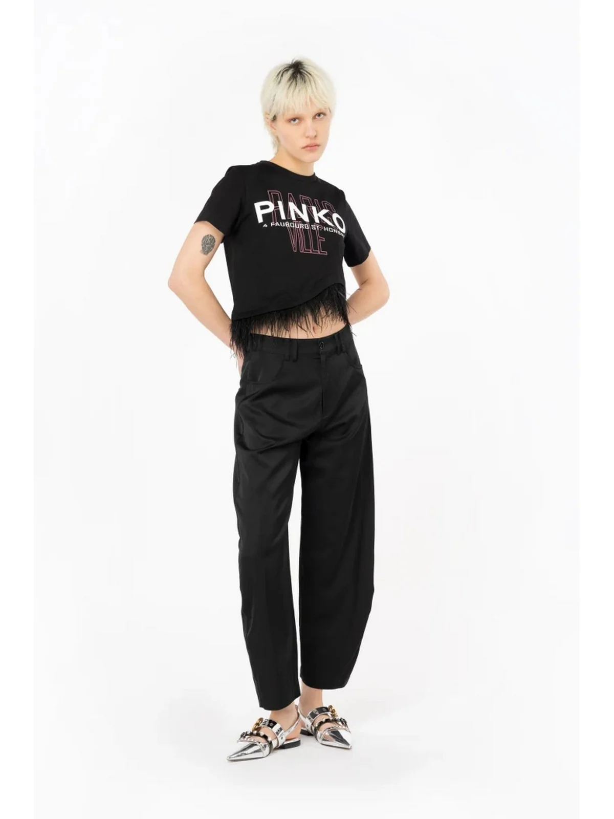 PINKO T-Shirt e Polo Donna Martignano 103130-A1LV Z99 Nero - Image 4