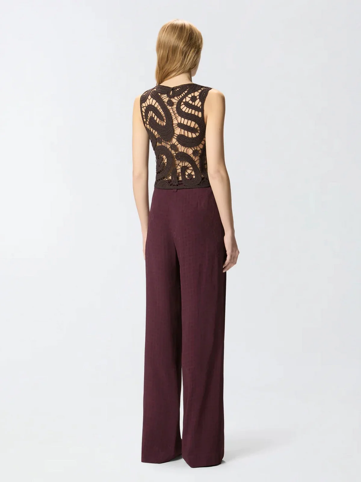 PINKO Top Donna ERUZIONE TOP CROCHET GEOMETRIC 106438-A354 M05 MARRONE JAVA - Image 3