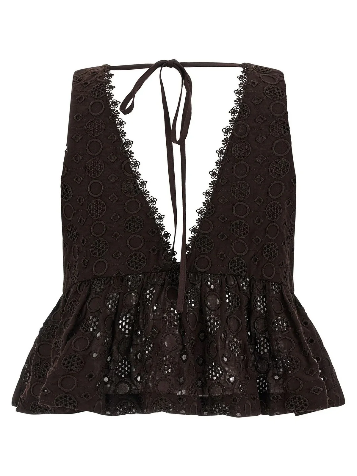 PINKO Top Donna KIERSTEN TOP POPELINE RICAMO S 106451-A35P M28 Marrone - Image 2