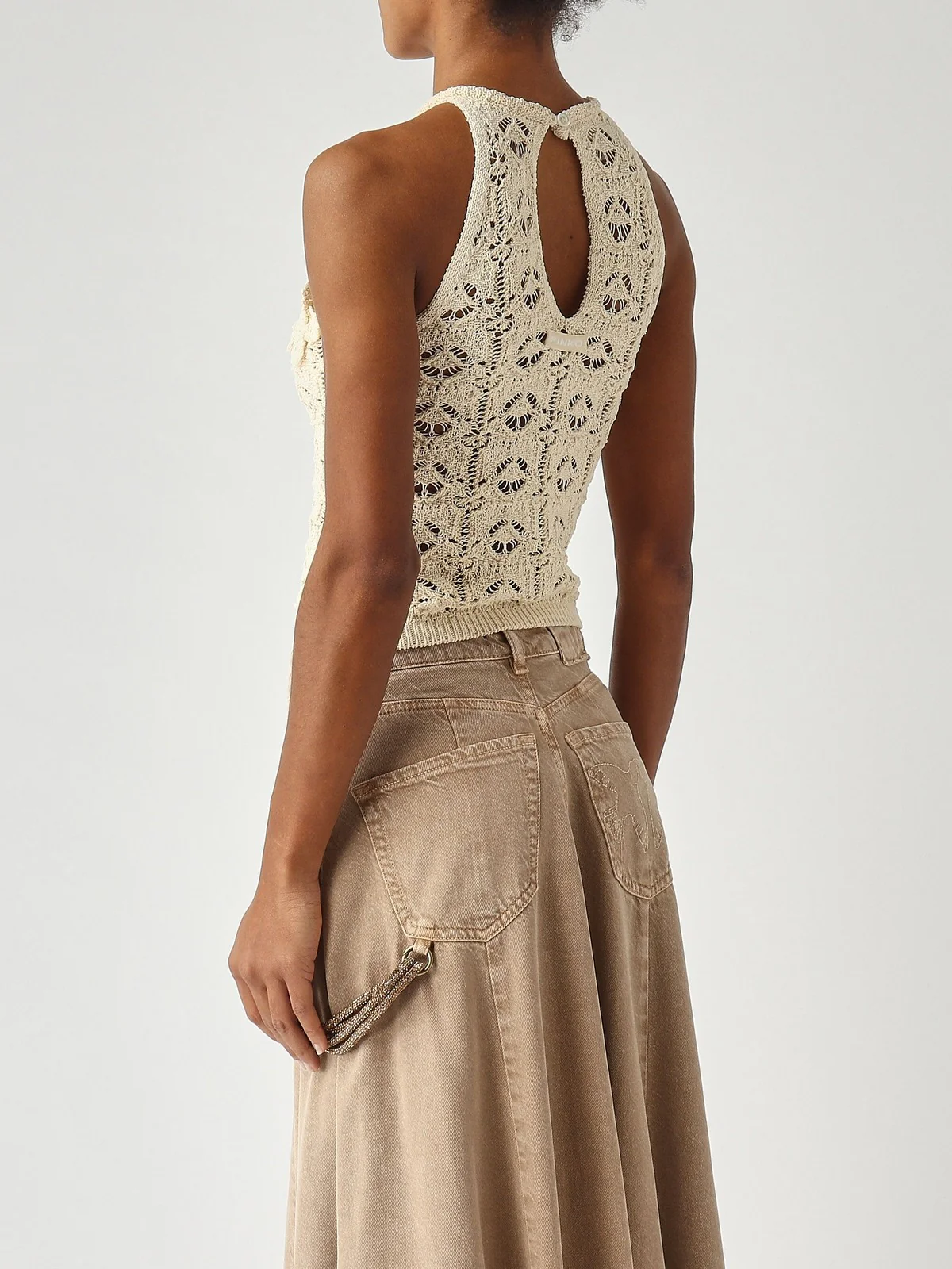 PINKO Top Donna NYMPHAEA TOP CROCHET SEWON FLO 106863-A3B8 C10 GIALLO ALABASTRO - Image 3