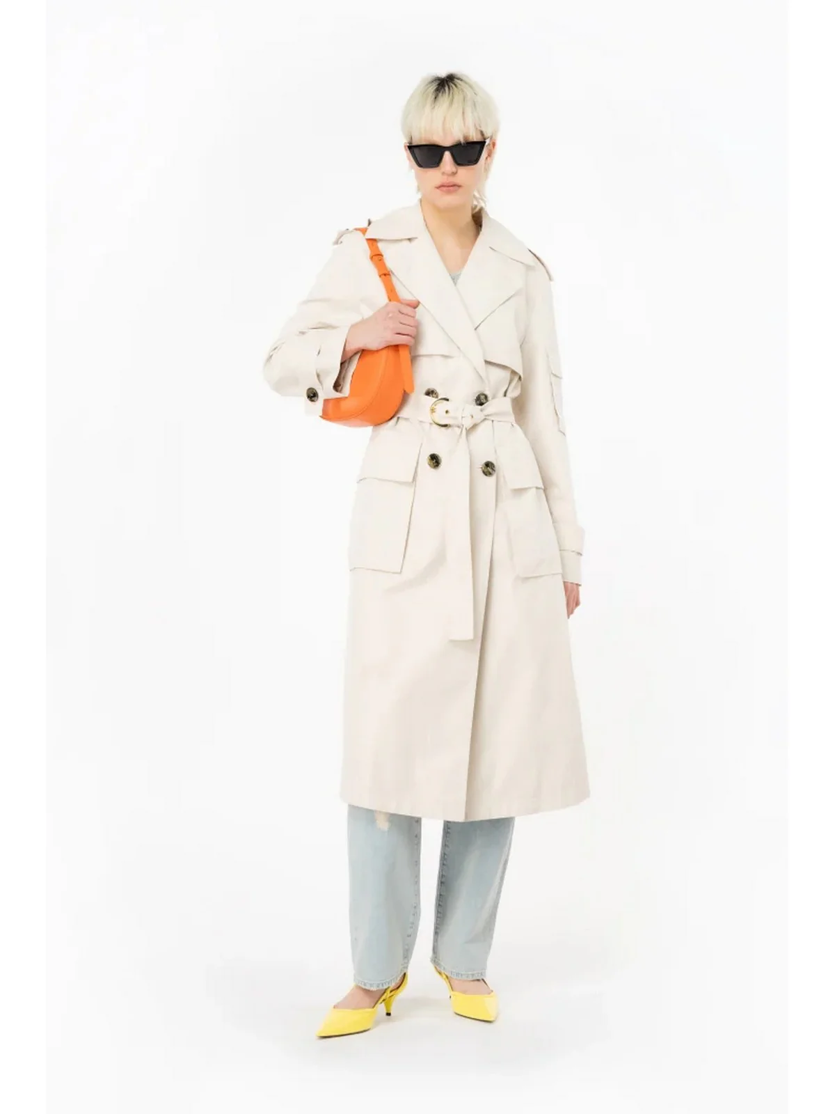 PINKO Trench Donna Titano 103087-A1MC D06 Beige - Image 3
