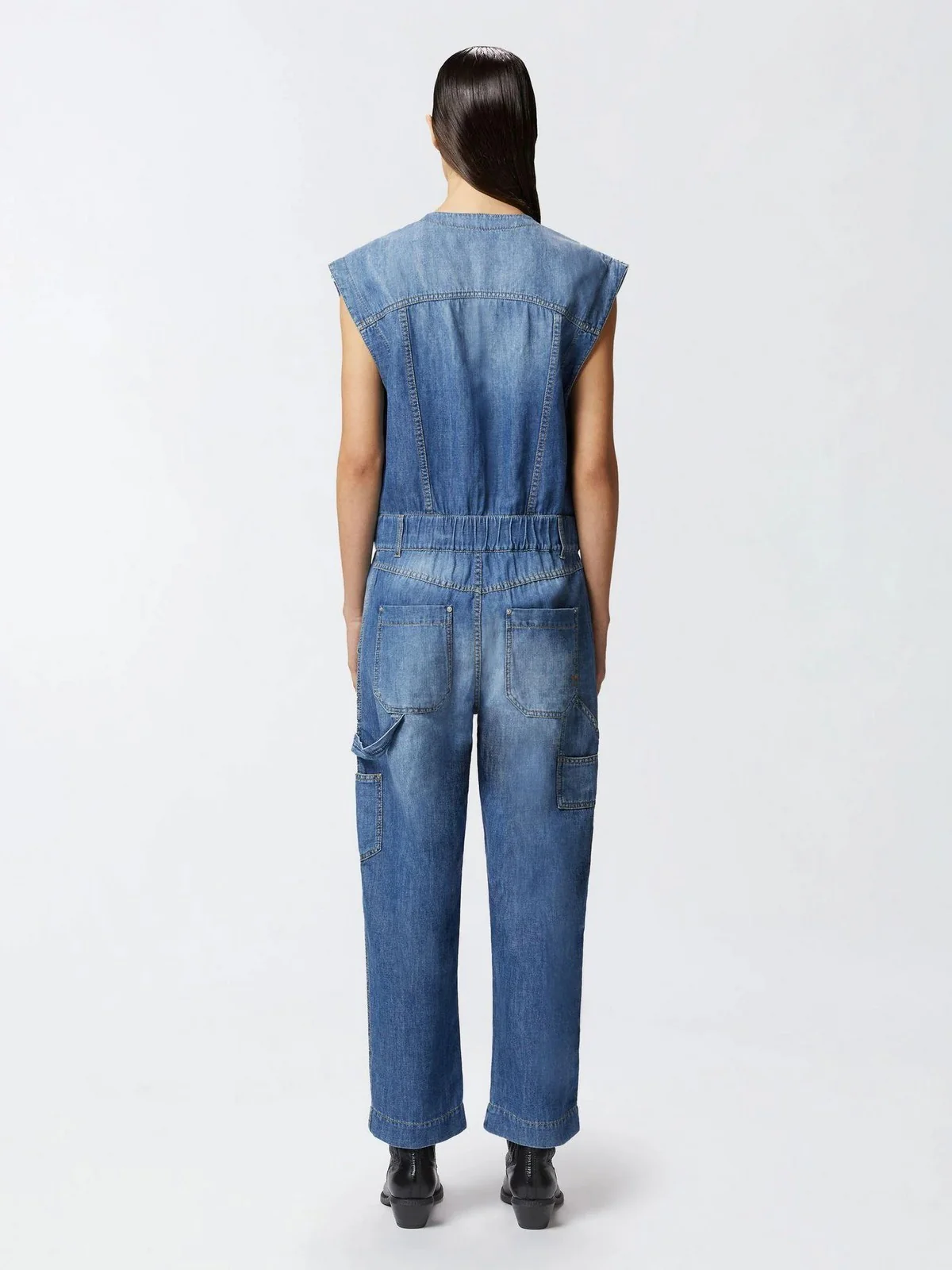 PINKO Tuta Donna TANZANIA TUTA LIGHT DENIM COTO 104824-A2GQ PJD Blu - Image 4