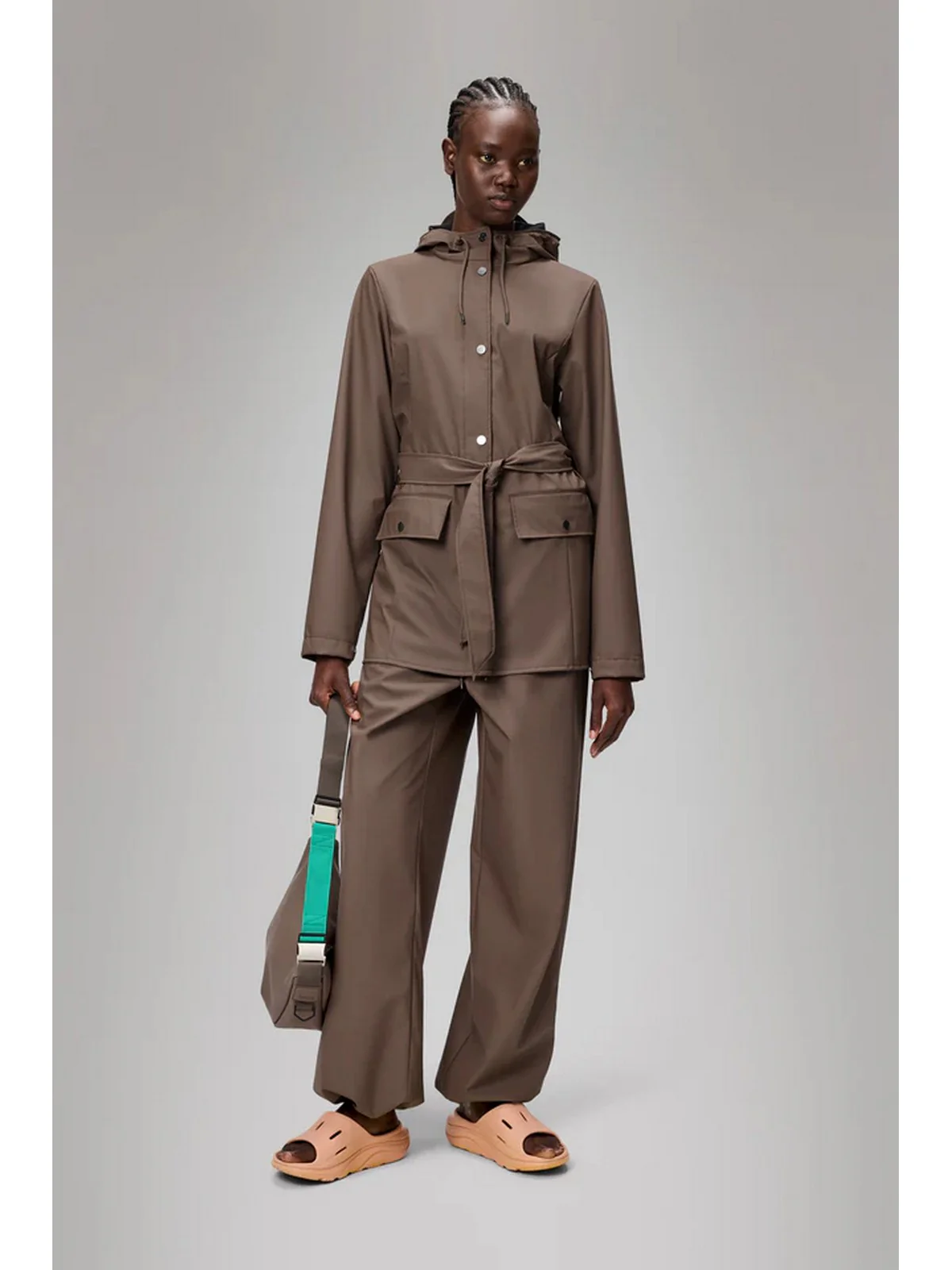 RAINS Giubbino Donna Curve Jacket W3 12100 110 Shade Marrone - Image 2
