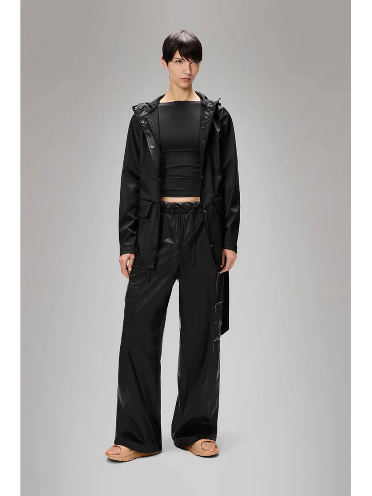 RAINS Giubbino Donna Curve Jacket W3 12100 84 Black Grain Nero - Image 2
