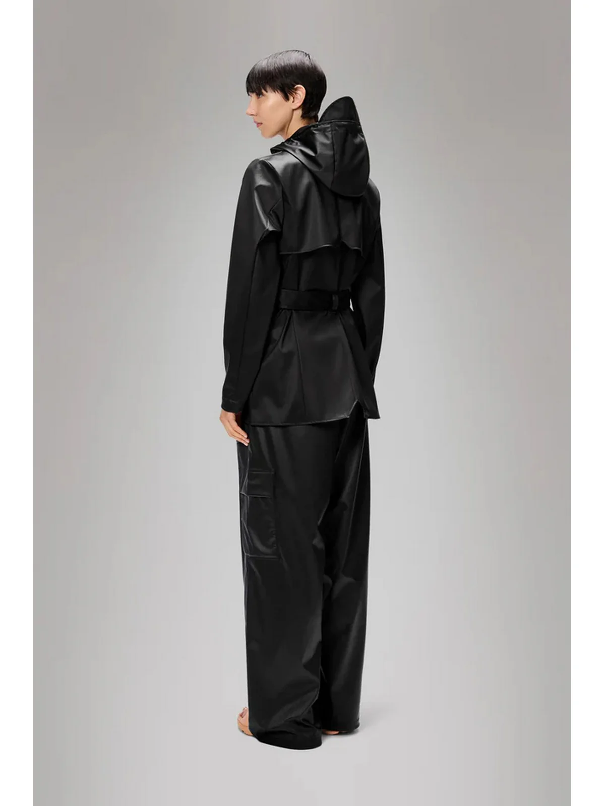 RAINS Giubbino Donna Curve Jacket W3 12100 84 Black Grain Nero - Image 3