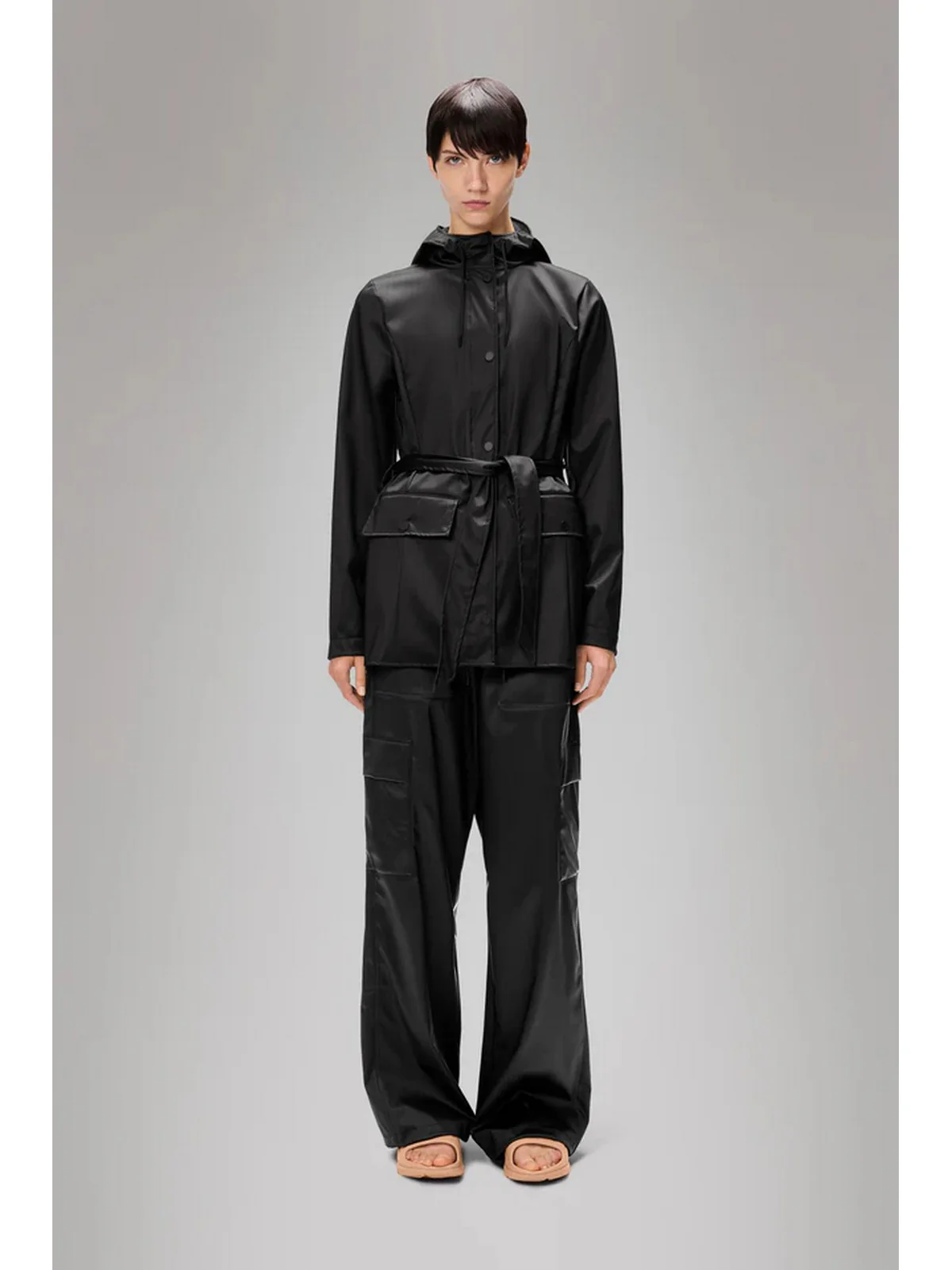 RAINS Giubbino Donna Curve Jacket W3 12100 84 Black Grain Nero - Image 4