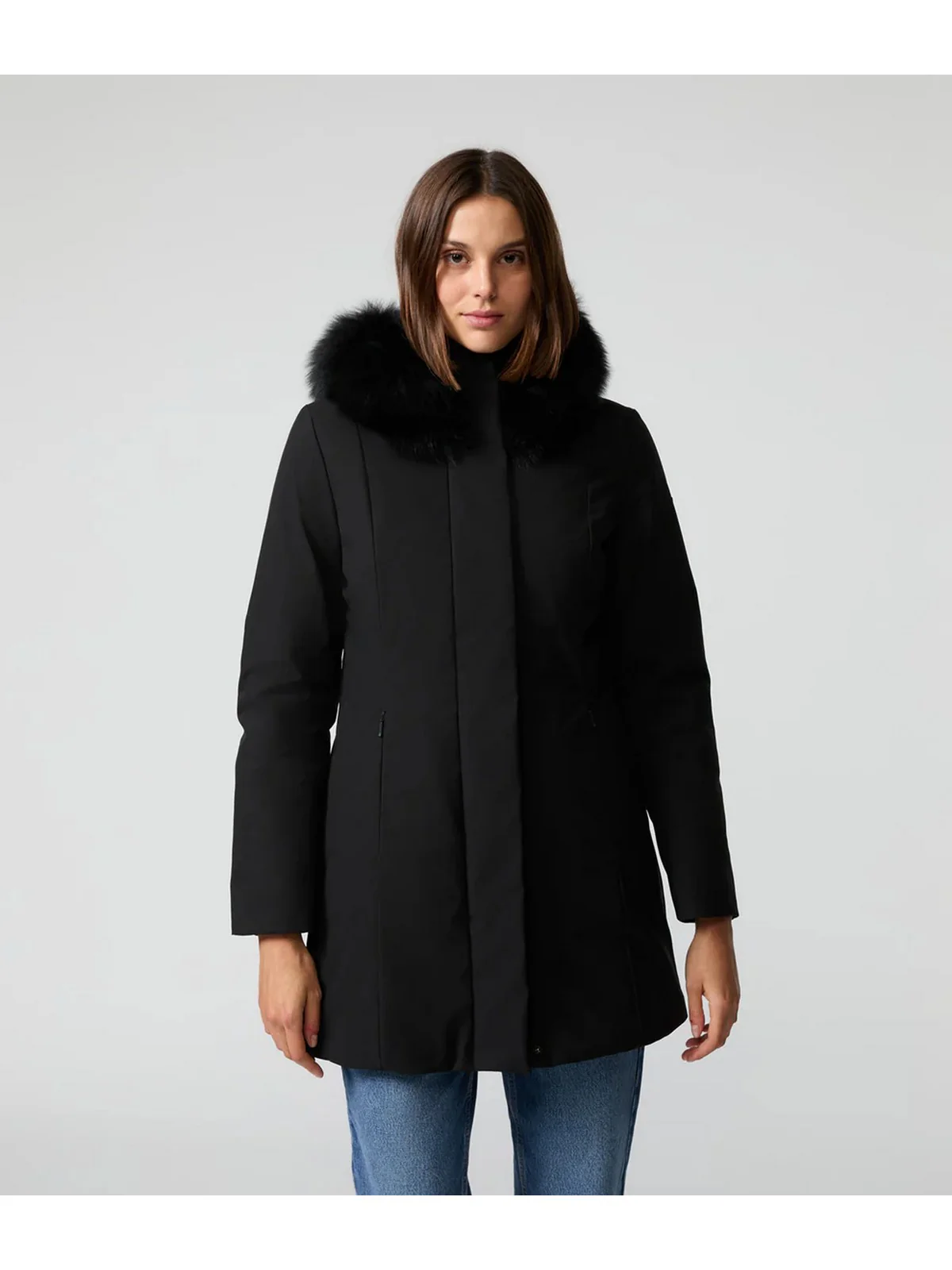 REFRIGIWEAR Piumino Donna LADY TECH/1 FUR JACKET W99108 XT3790 G06000 BLACK - Image 7