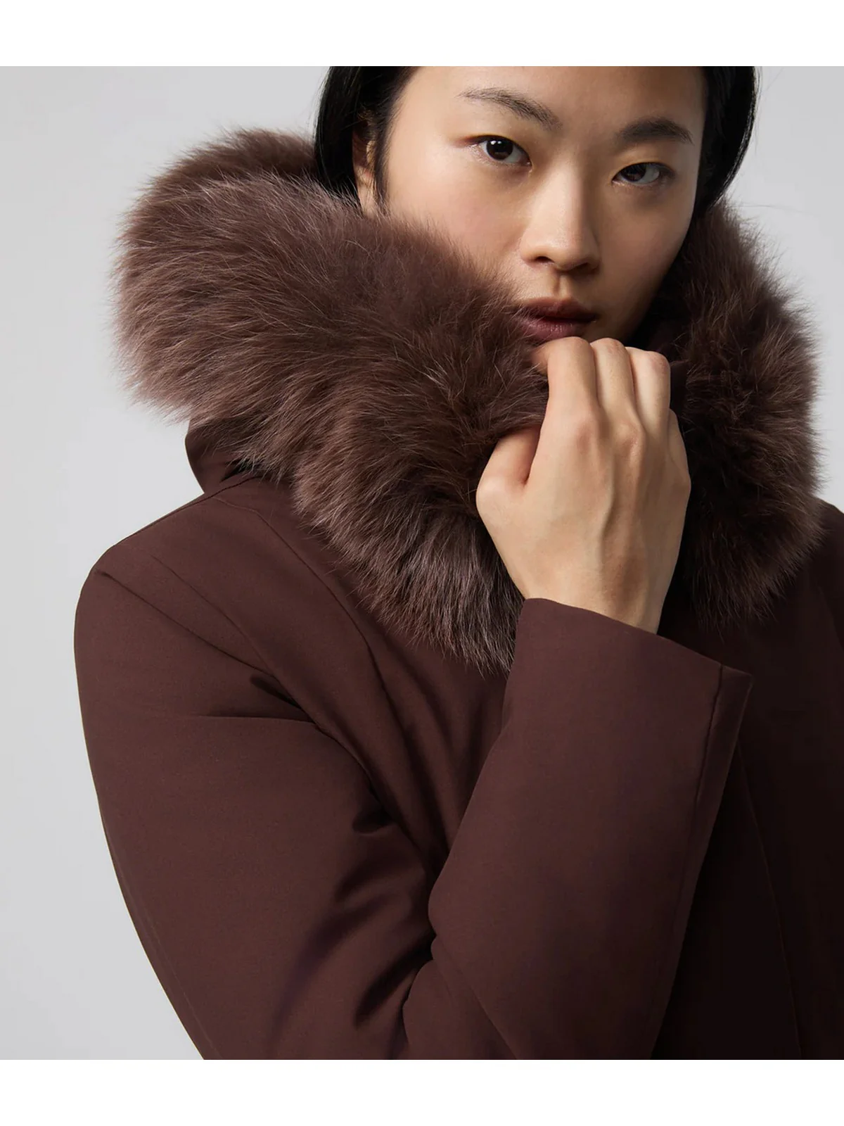REFRIGIWEAR Piumino Donna LADY TECH/1 FUR JACKET W99108 XT3790 H01419 COFFEE - Image 5
