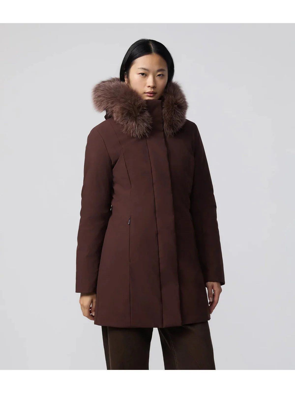 REFRIGIWEAR Piumino Donna LADY TECH/1 FUR JACKET W99108 XT3790 H01419 COFFEE - Image 7