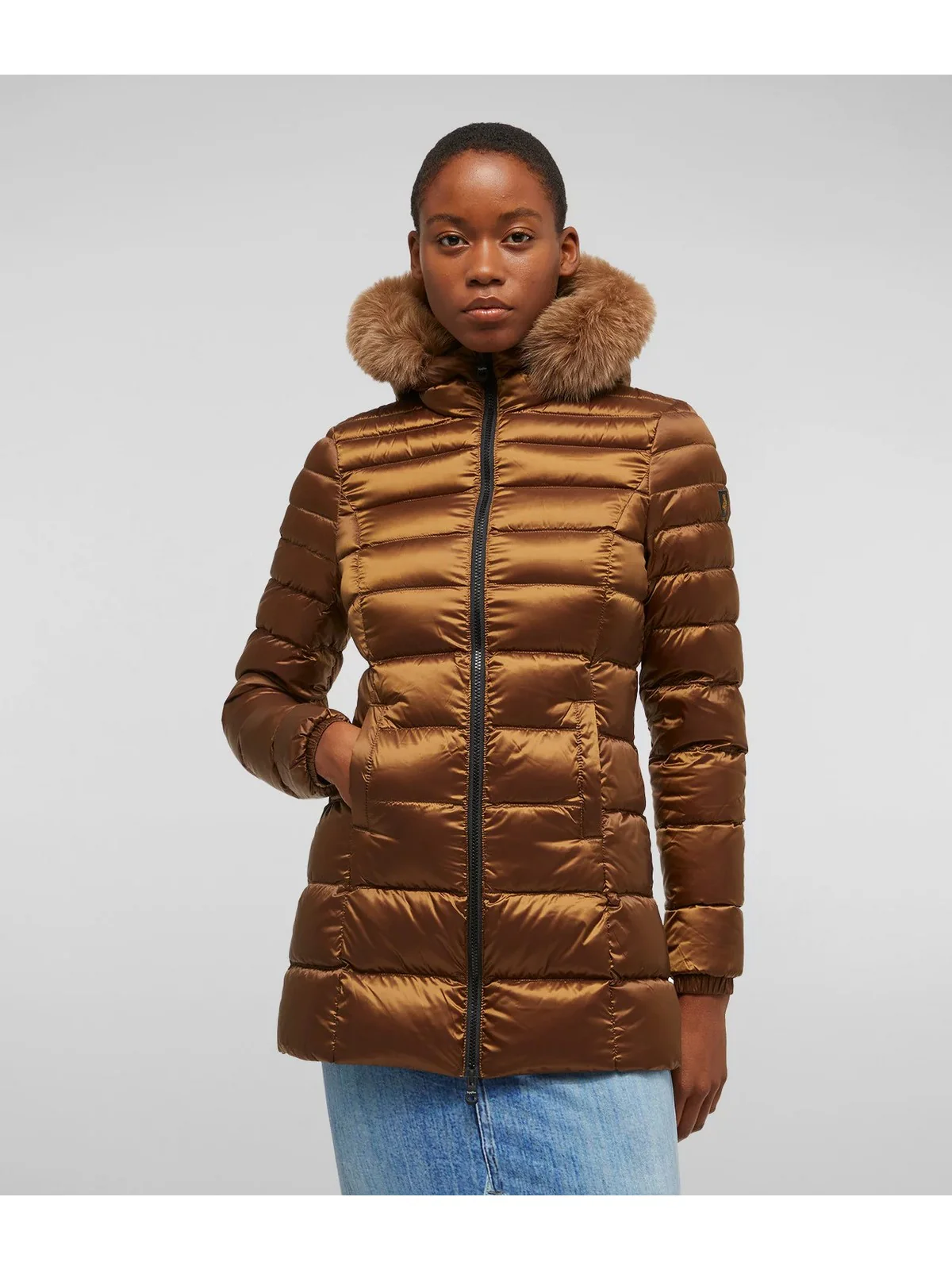 REFRIGIWEAR Piumino Donna Long mead fur jacket W98101 RA0035 H05560 Marrone - Image 4