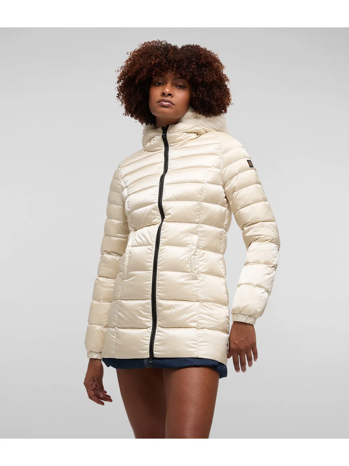 REFRIGIWEAR Piumino Donna Long mead fur jacket W98118 RA0035 A00152 TOFU - Image 7