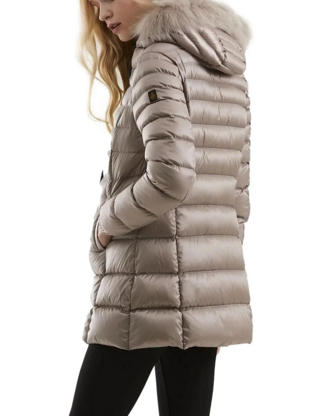 REFRIGIWEAR Piumino Donna Long mead fur jacket W98118 RA0035 A00160 MASTICE - Image 12