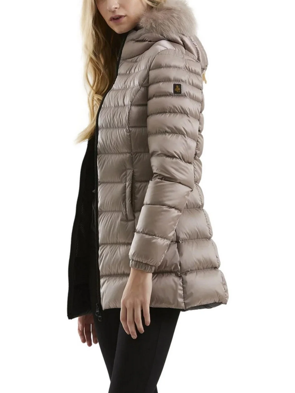 REFRIGIWEAR Piumino Donna Long mead fur jacket W98118 RA0035 A00160 MASTICE - Image 5
