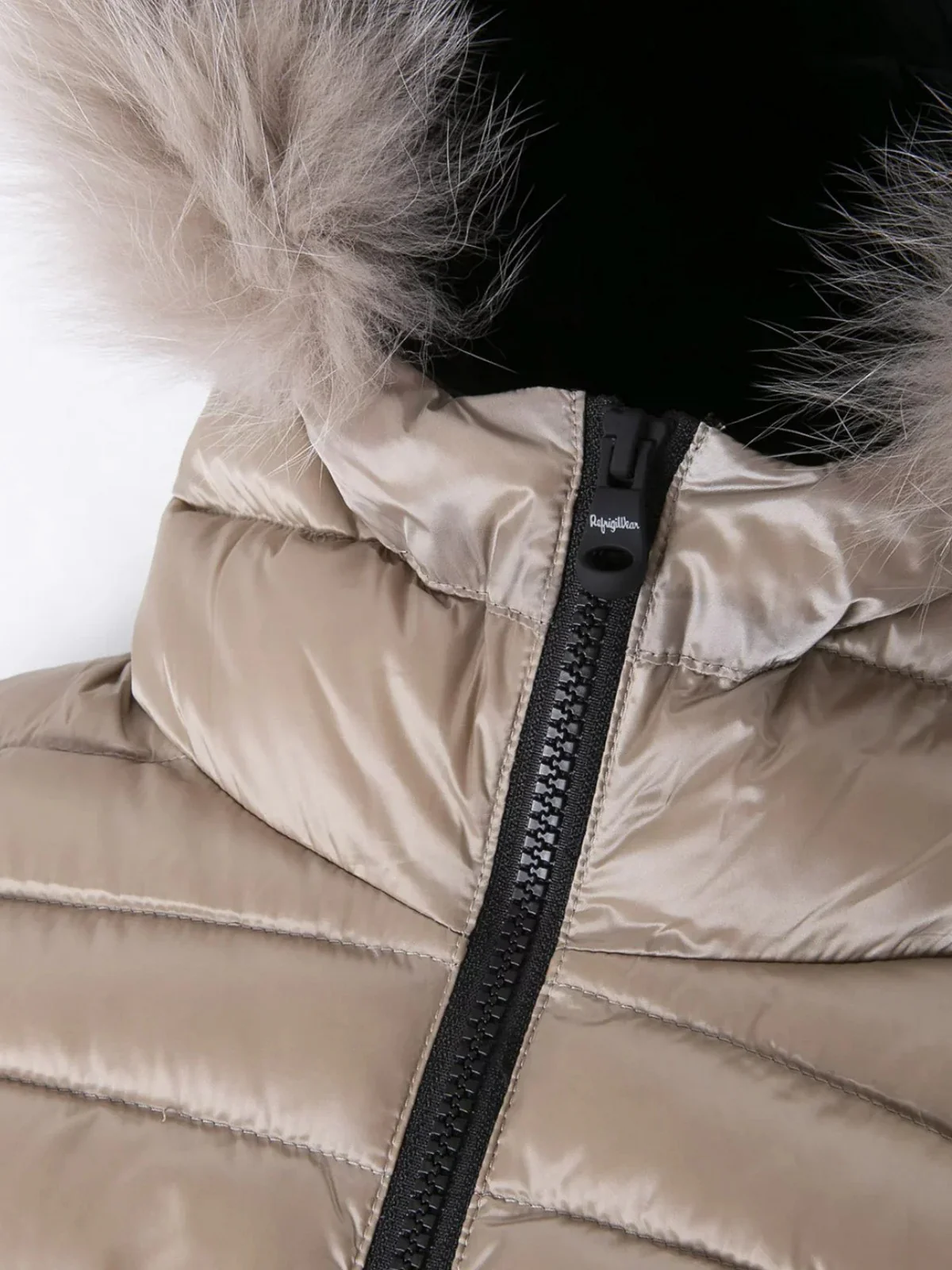 REFRIGIWEAR Piumino Donna Long mead fur jacket W98118 RA0035 A00160 MASTICE - Image 9