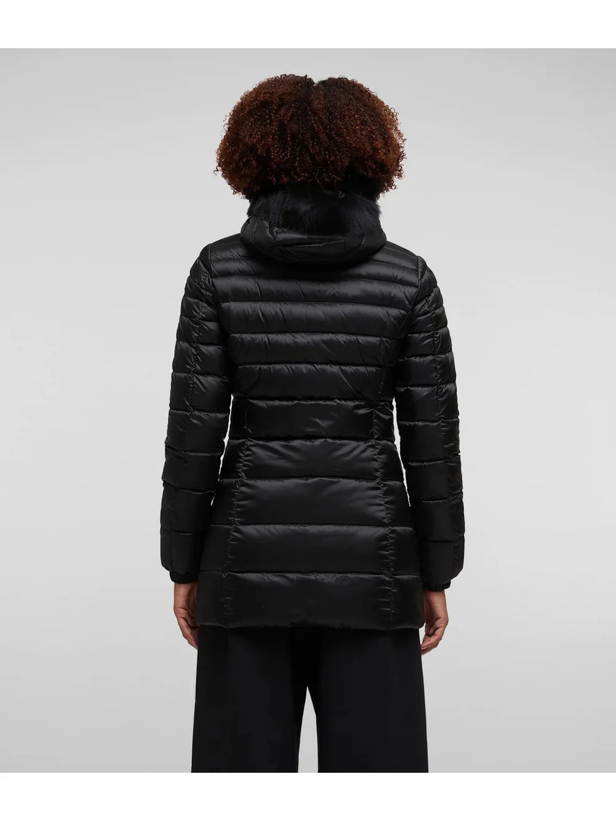 REFRIGIWEAR Piumino Donna Long mead fur jacket W98118 RA0035 G06000 Nero - Image 4