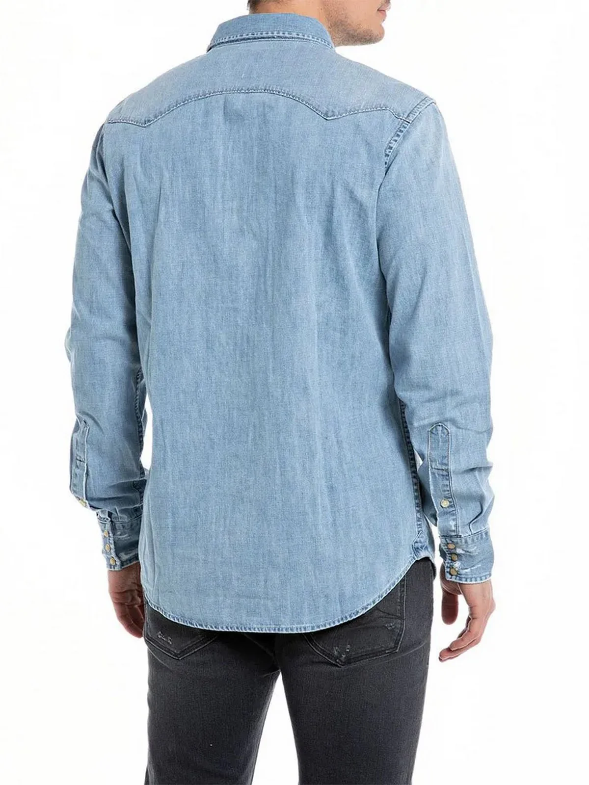 REPLAY Camicia Uomo M4023C00026C80A 009 Blu - Image 3