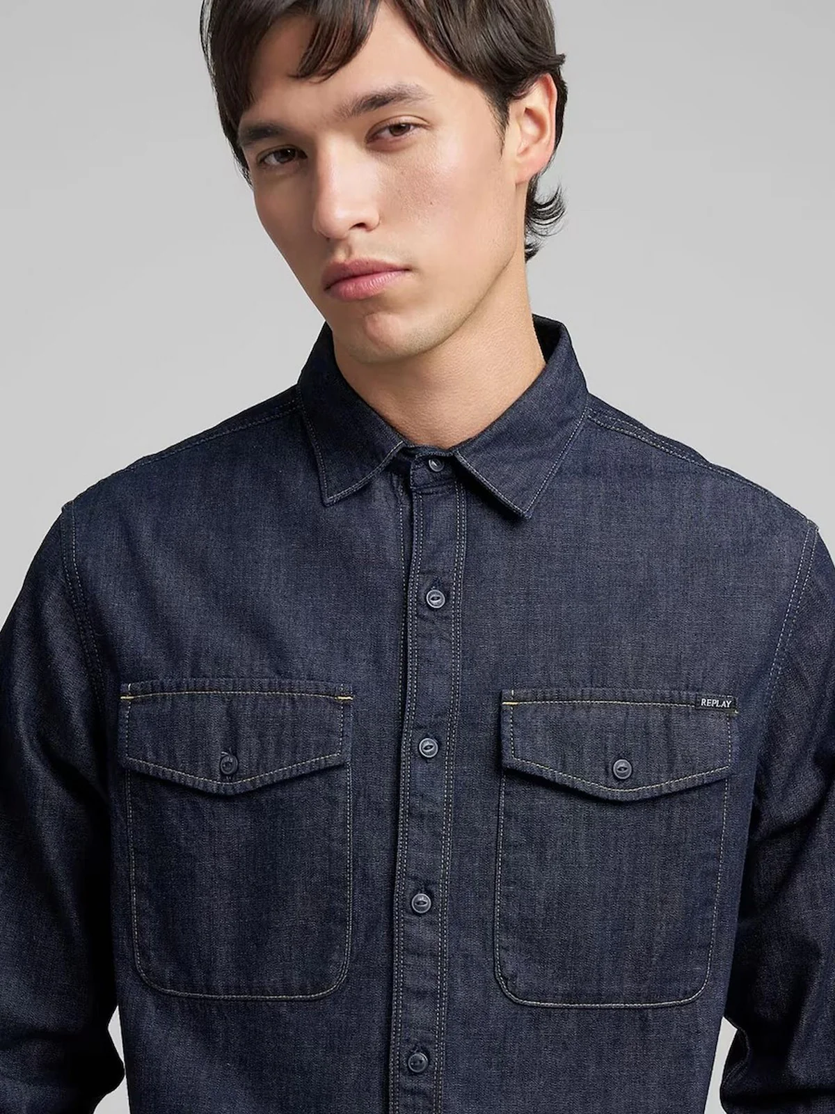 REPLAY Camicia Uomo  M4124000860B04 007 DARK BLUE - Image 4