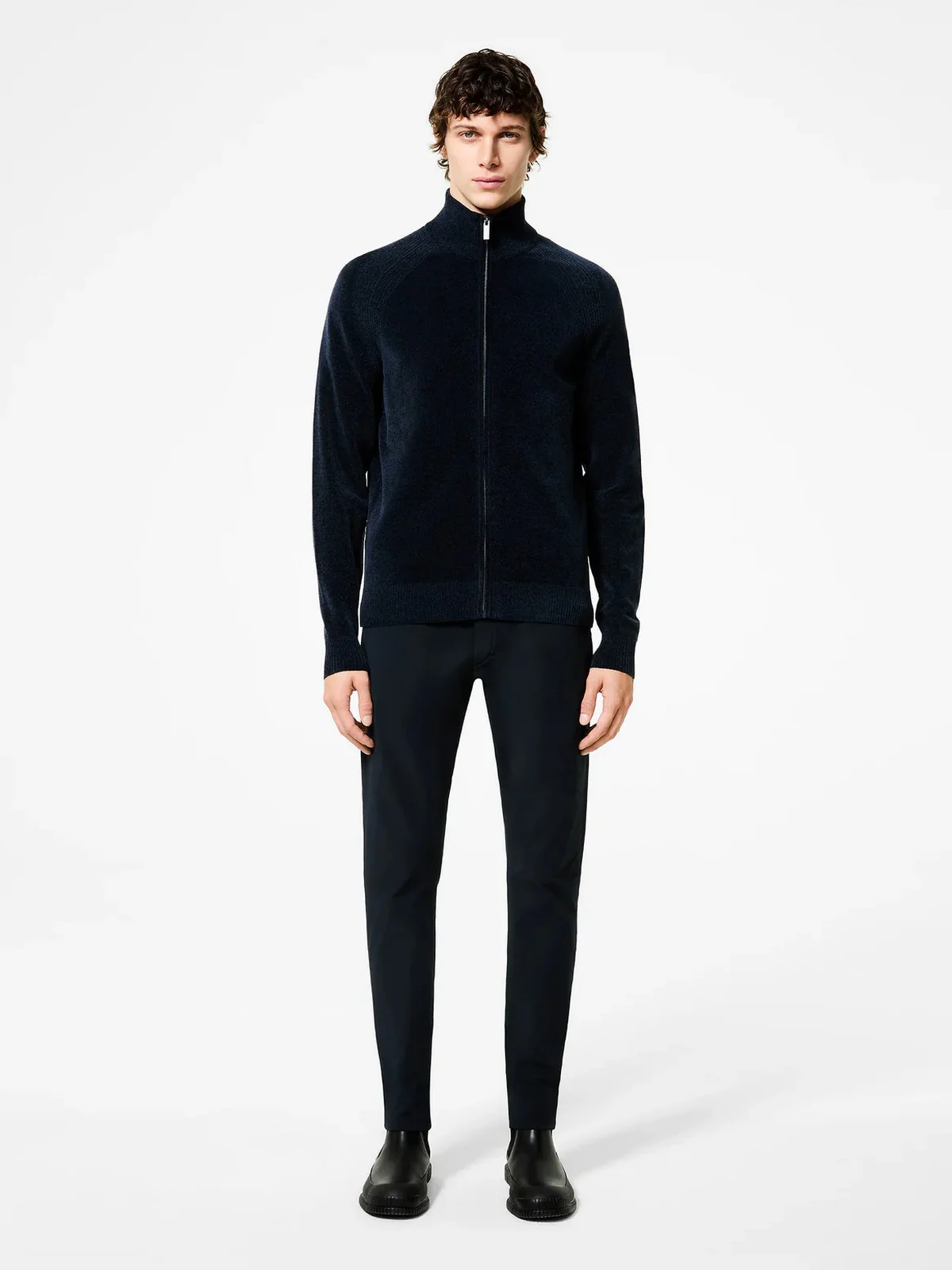 RRD Cardigan Uomo velvet full zip knit W25134 60 60 BLUE BLACK - Image 3