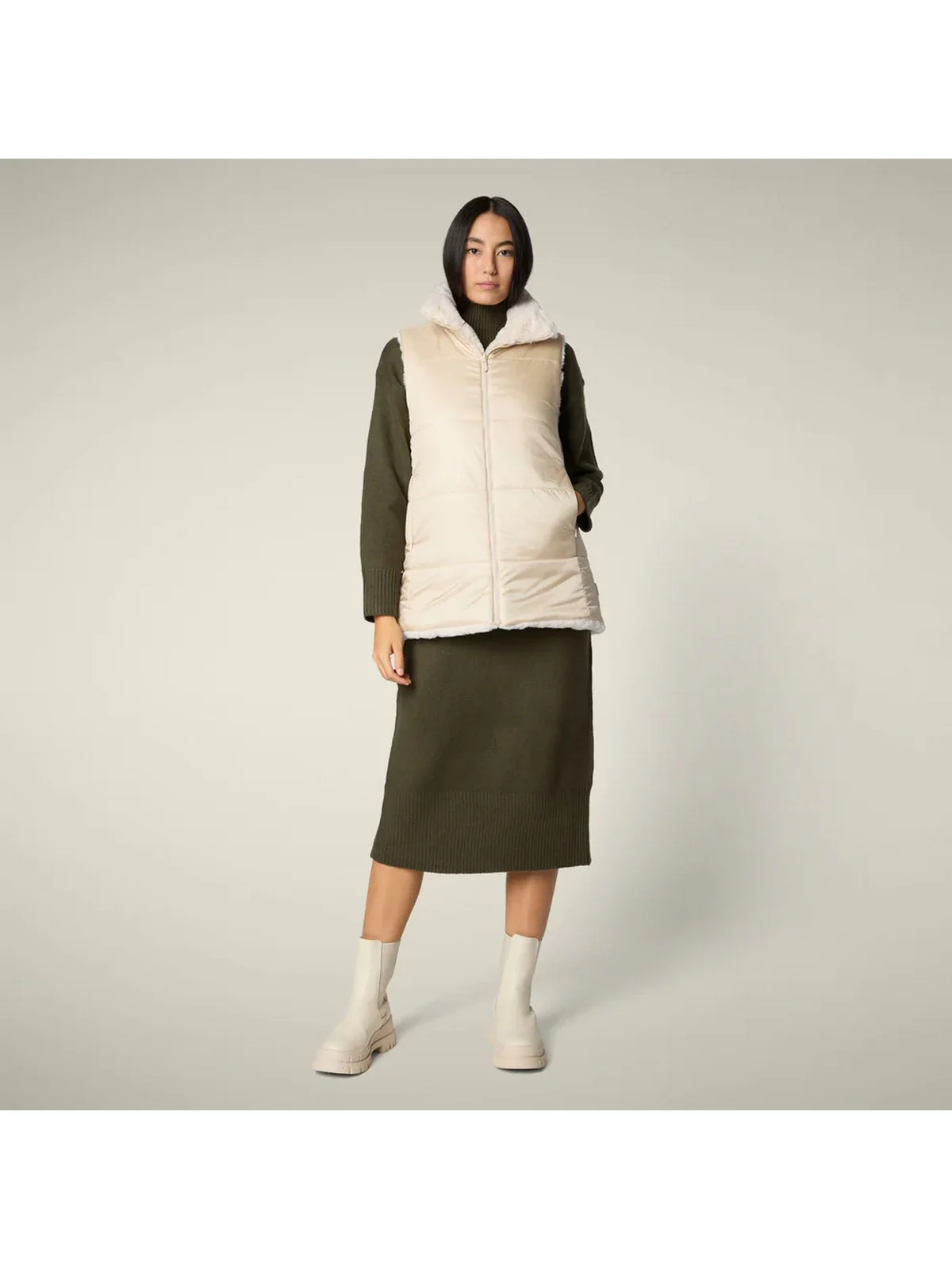 SAVE THE DUCK Gilet Donna NIVES D82493W FURY21 40034 SHORE BEIGE - Image 7