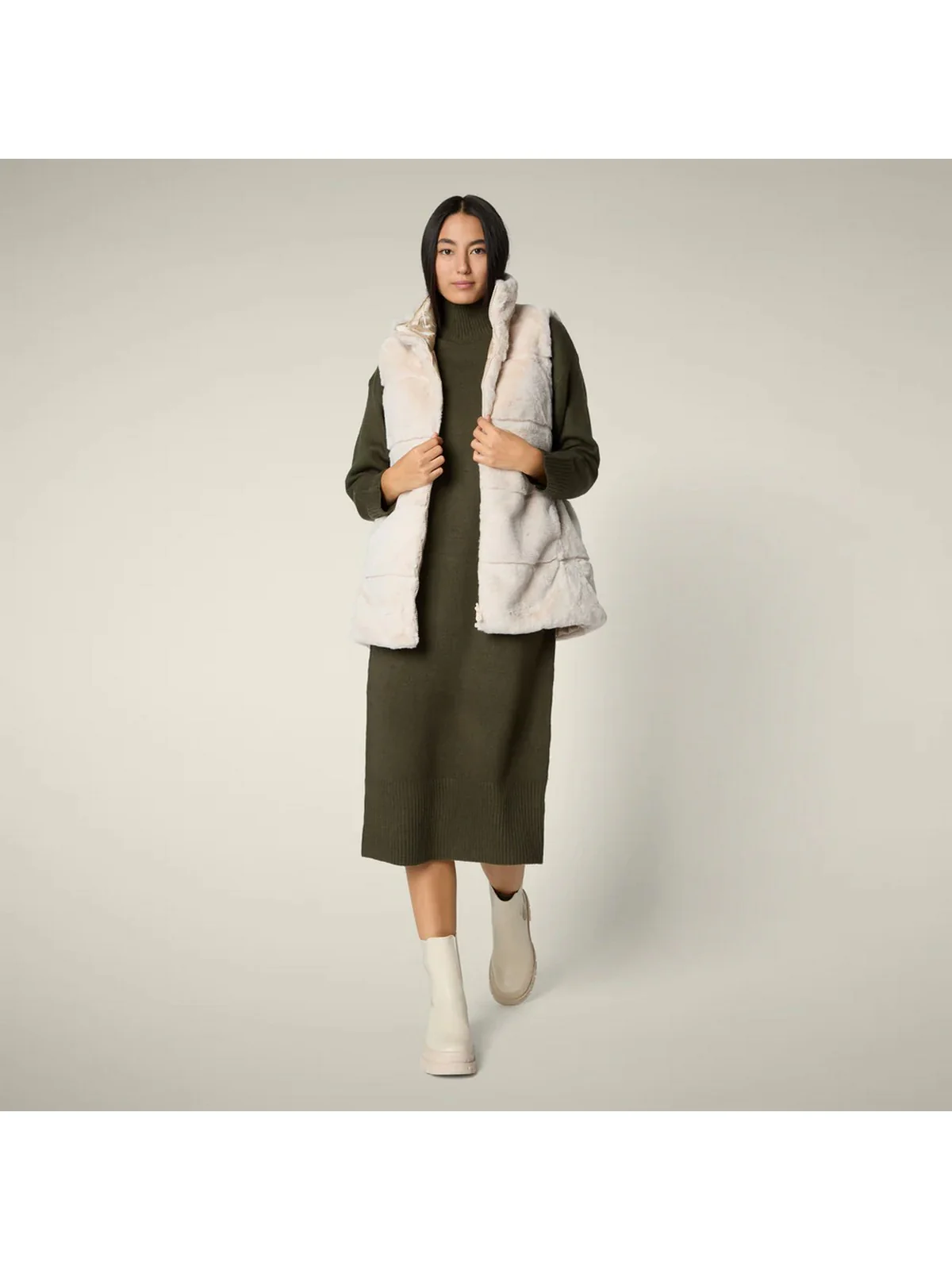 SAVE THE DUCK Gilet Donna NIVES D82493W FURY21 40034 SHORE BEIGE - Image 8