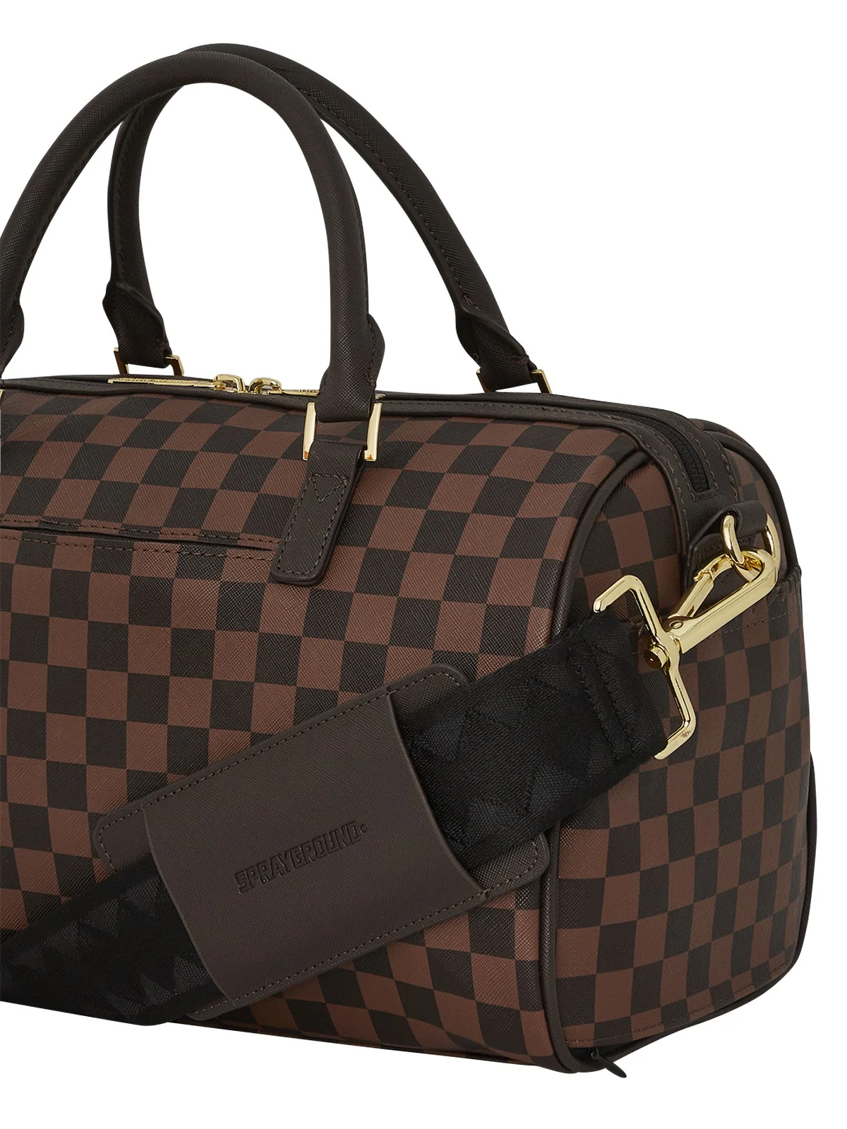 SPRAYGROUND Borsa Donna CORE EMBOSS CHECK MINI DUFFLE 910D6838NSZ Marrone - Image 5