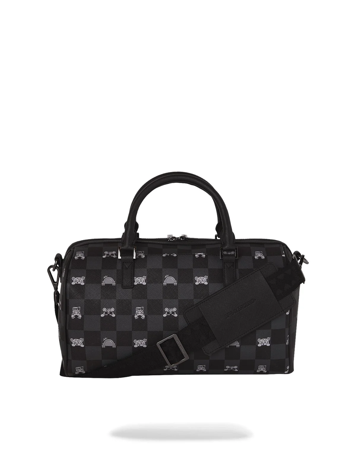 SPRAYGROUND Borsa Unisex adulto GRAY PEEKING CHARACTER CHECK MINI DUFFLE 910D8911NSZ Nero - Image 4