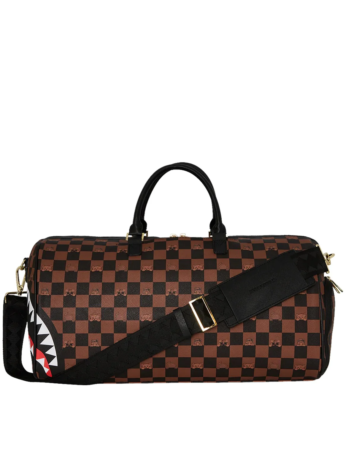 SPRAYGROUND Borsone Uomo PEEKING CHARACTER CHECK DUFFEL 910D7506NSZ Marrone - Image 3