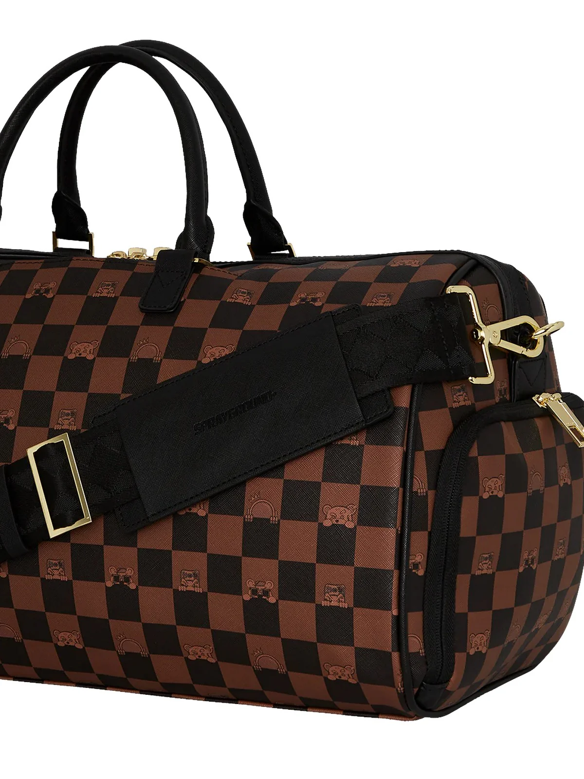 SPRAYGROUND Borsone Uomo PEEKING CHARACTER CHECK DUFFEL 910D7506NSZ Marrone - Image 4