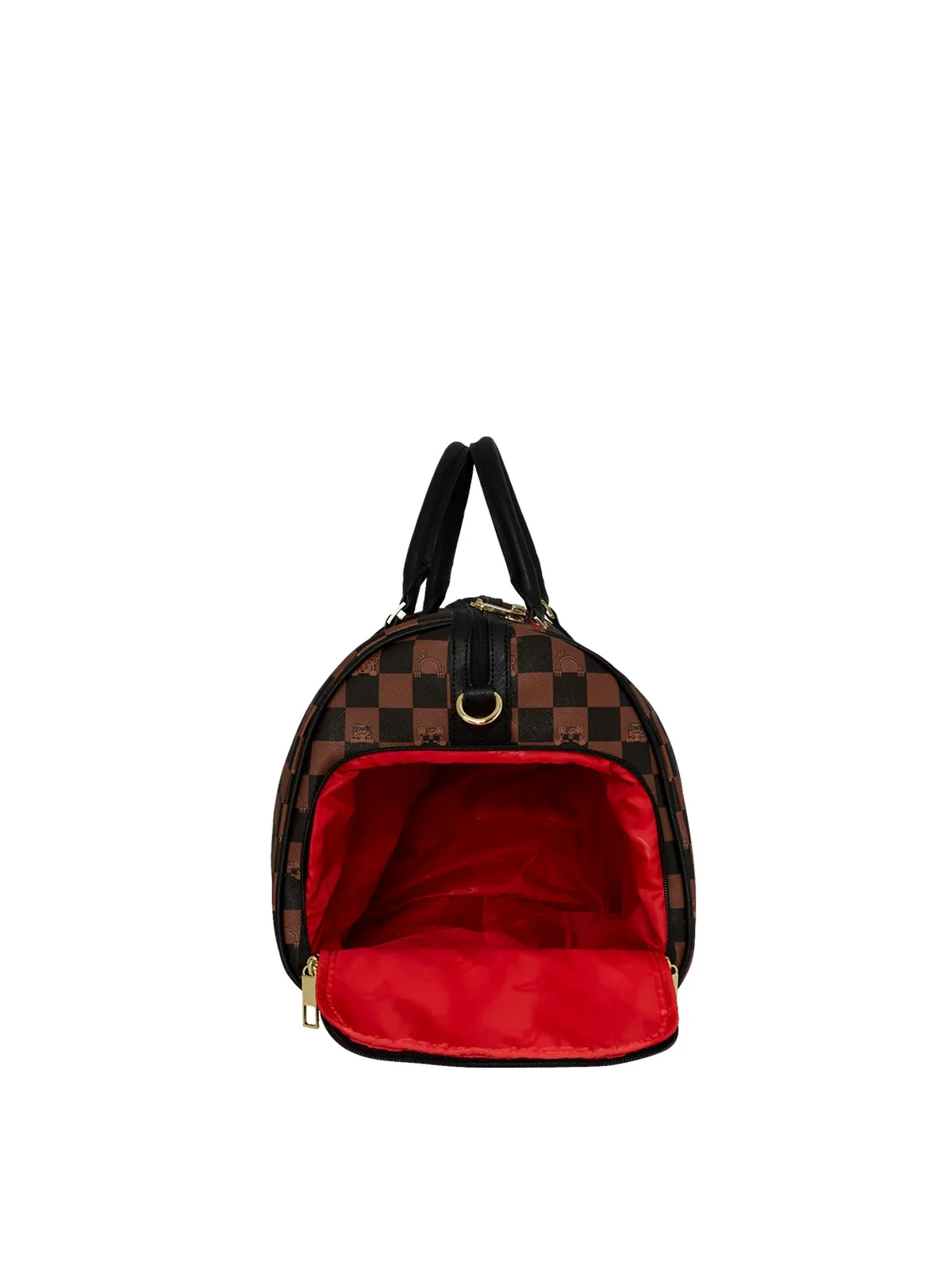 SPRAYGROUND Borsone Uomo PEEKING CHARACTER CHECK DUFFEL 910D7506NSZ Marrone - Image 6