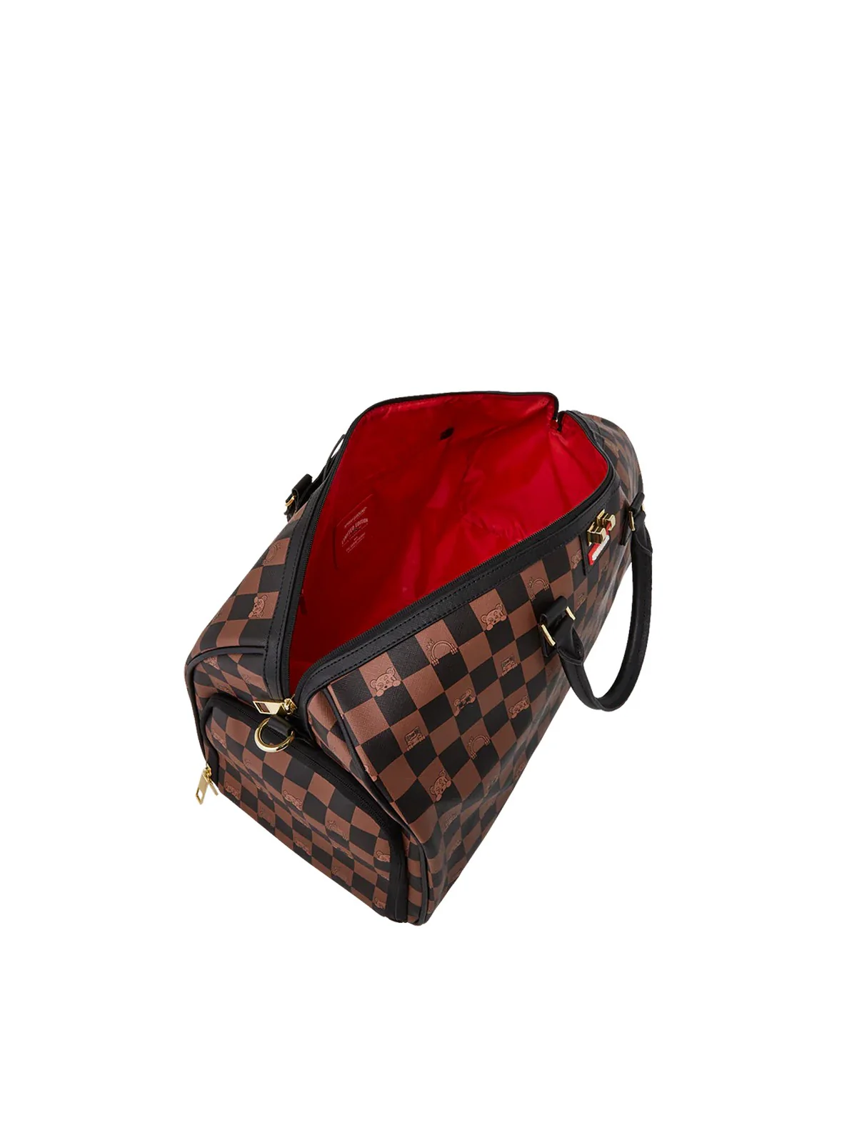 SPRAYGROUND Borsone Uomo PEEKING CHARACTER CHECK DUFFEL 910D7506NSZ Marrone - Image 7