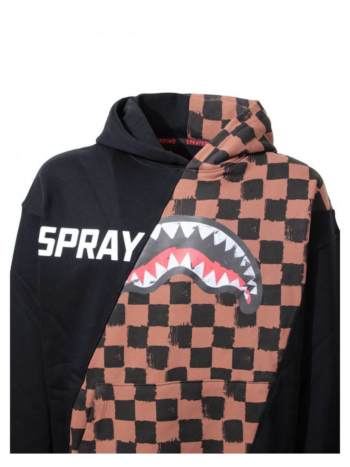 SPRAYGROUND Felpa Uomo DIAG SPLIT  SIP VANQUISH HOODIE SP613VAN Marrone - Image 2