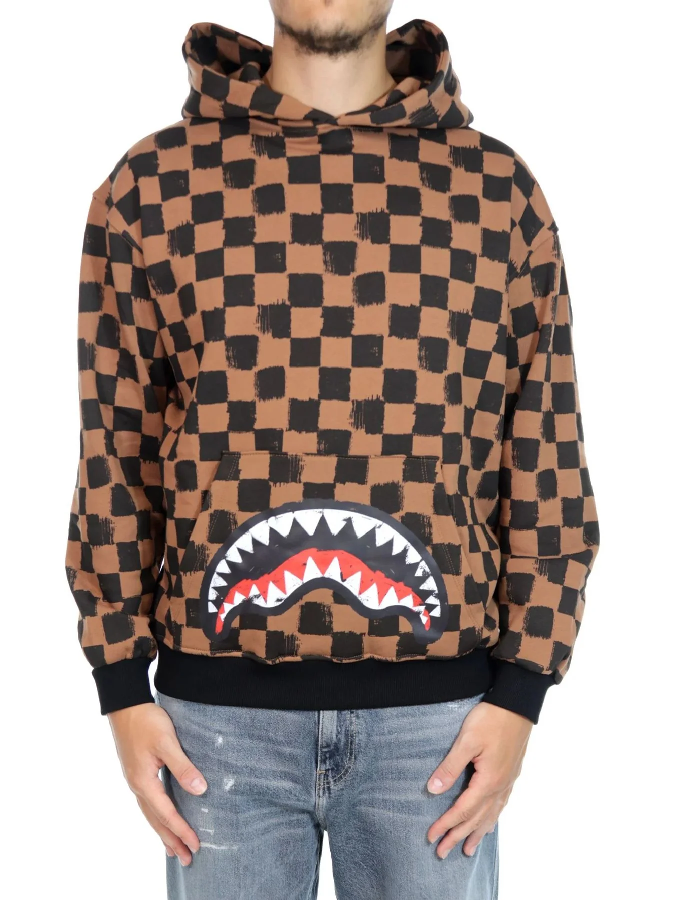 SPRAYGROUND Felpa Uomo DIAG SPLIT  SIP VANQUISH HOODIE SP613VAN Marrone - Image 4