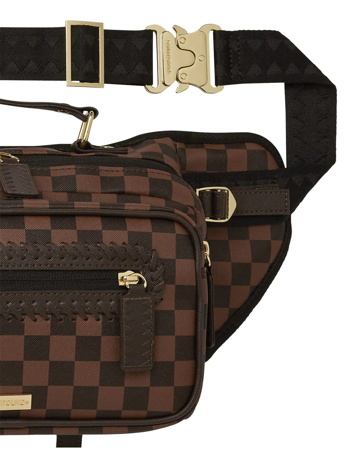 SPRAYGROUND Marsupio Uomo CORE EMBOSS CHECK CARGO CROSSBODY 910B6834NSZ Marrone - Image 3