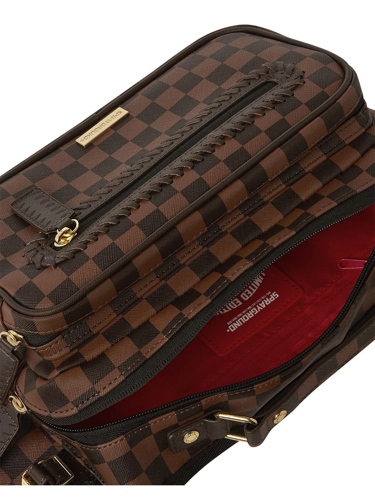 SPRAYGROUND Marsupio Uomo CORE EMBOSS CHECK CARGO CROSSBODY 910B6834NSZ Marrone - Image 4