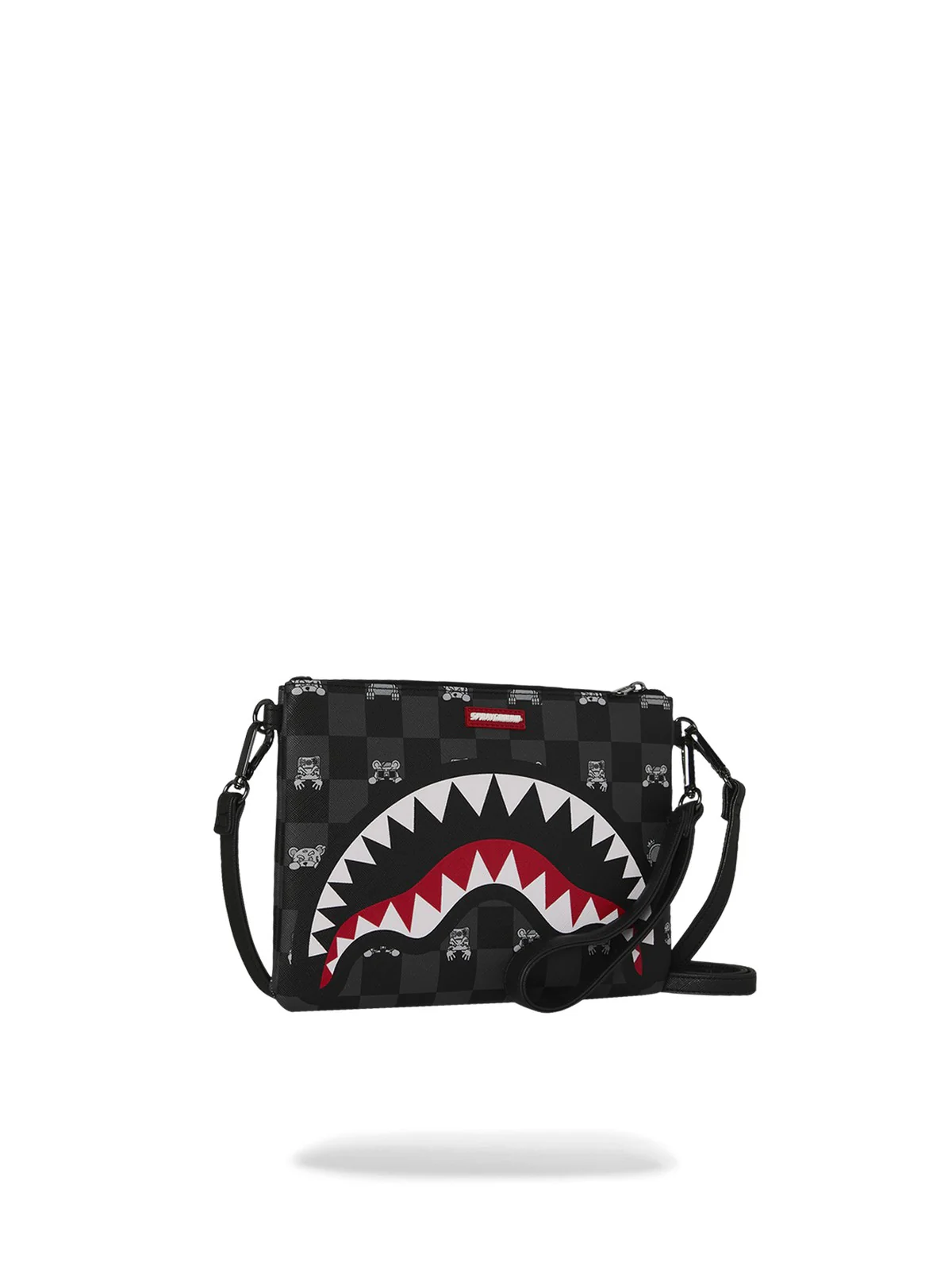 SPRAYGROUND Pochette Unisex adulto GRAY PEEKING CHARACTER CHECK CROSSBODY POUCHETTE 910B8915NSZ Nero - Image 2