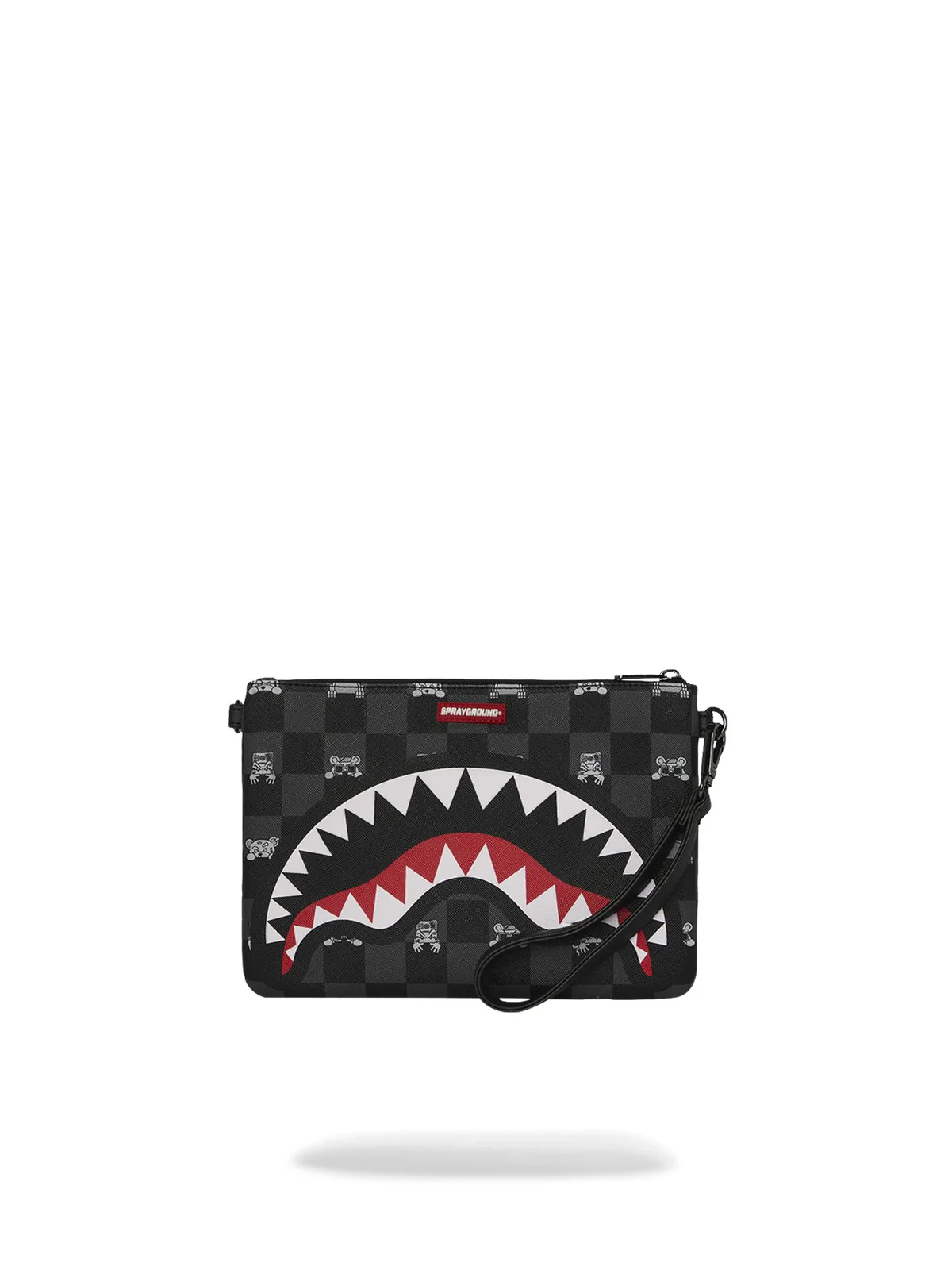 SPRAYGROUND Pochette Unisex adulto GRAY PEEKING CHARACTER CHECK CROSSBODY POUCHETTE 910B8915NSZ Nero - Image 3