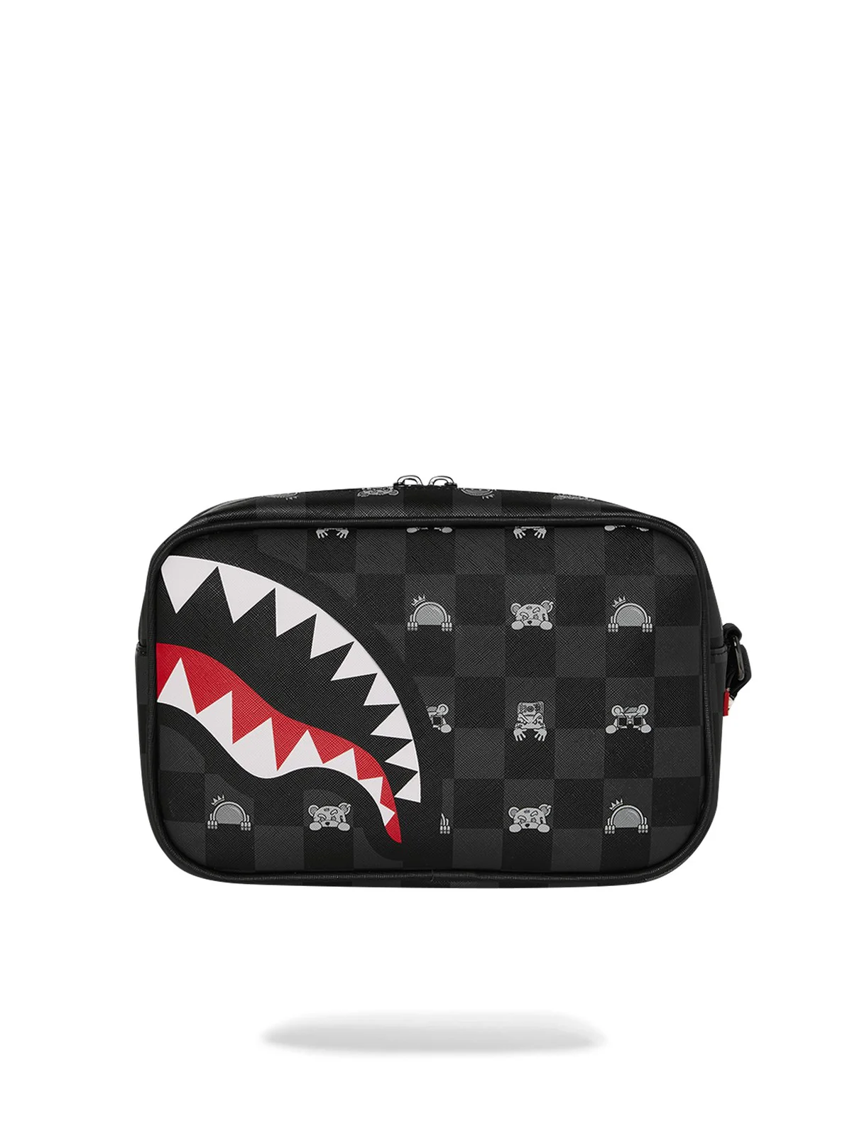 SPRAYGROUND Pochette Unisex adulto GRAY PEEKING CHARACTER CHECK TOILETRY BRICK 910B8914NSZ Nero - Image 3