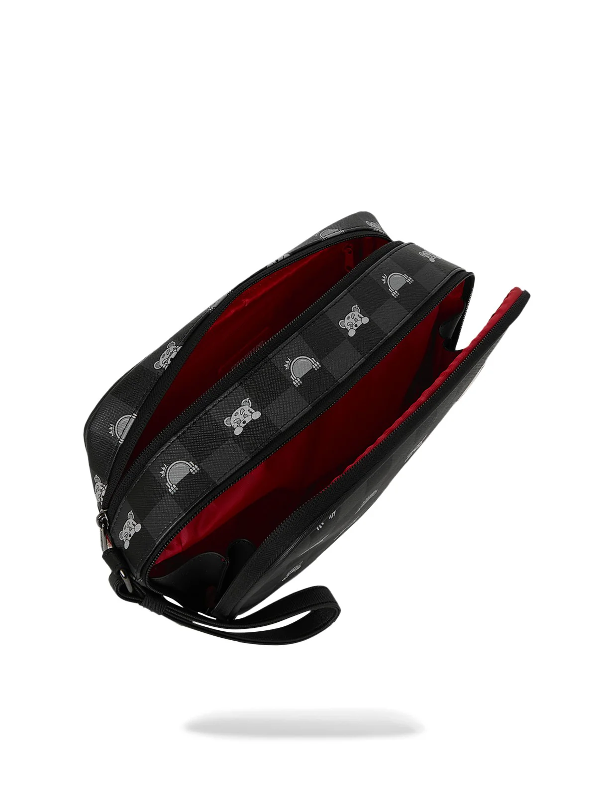 SPRAYGROUND Pochette Unisex adulto GRAY PEEKING CHARACTER CHECK TOILETRY BRICK 910B8914NSZ Nero - Image 4