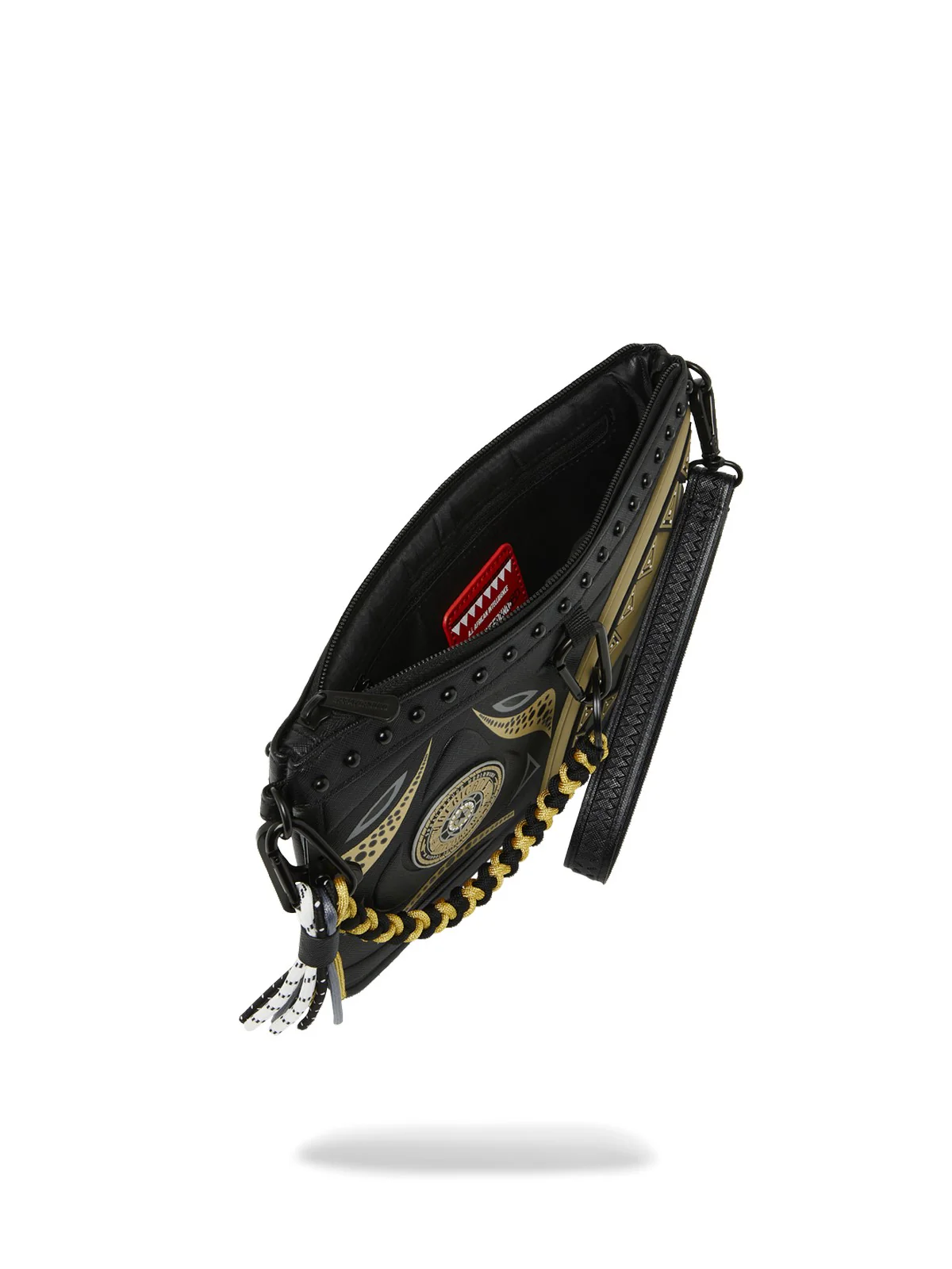 SPRAYGROUND Pochette Uomo AI WONDERLAND GOLD AND BLACK CROSSOVER CLUTCH 910B8095NSZ Nero - Image 3