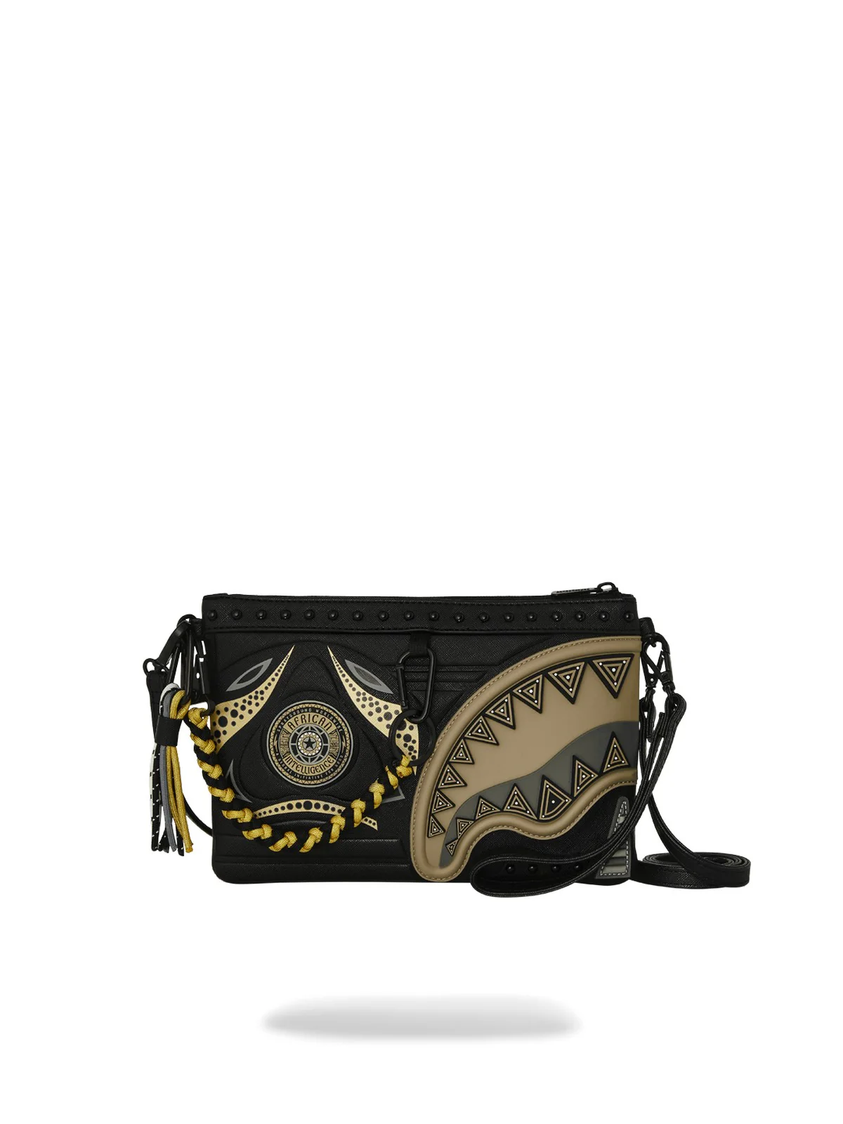 SPRAYGROUND Pochette Uomo AI WONDERLAND GOLD AND BLACK CROSSOVER CLUTCH 910B8095NSZ Nero - Image 4