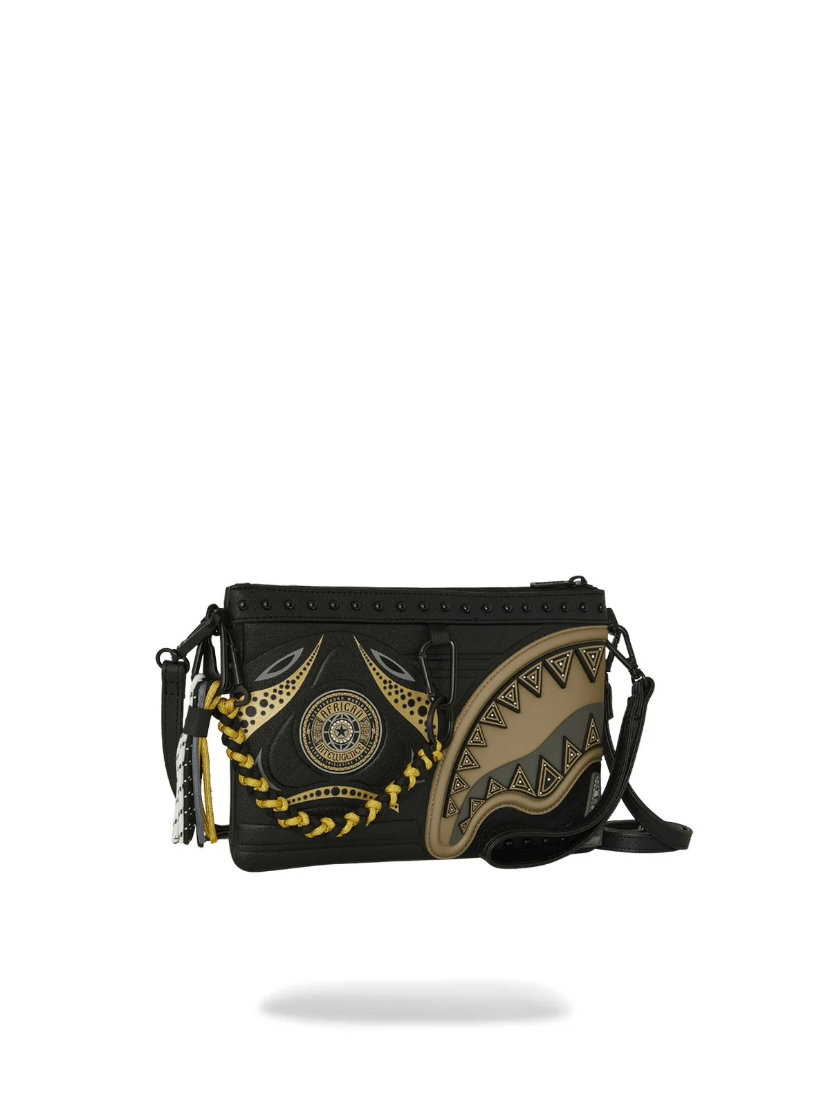 SPRAYGROUND Pochette Uomo AI WONDERLAND GOLD AND BLACK CROSSOVER CLUTCH 910B8095NSZ Nero - Image 5