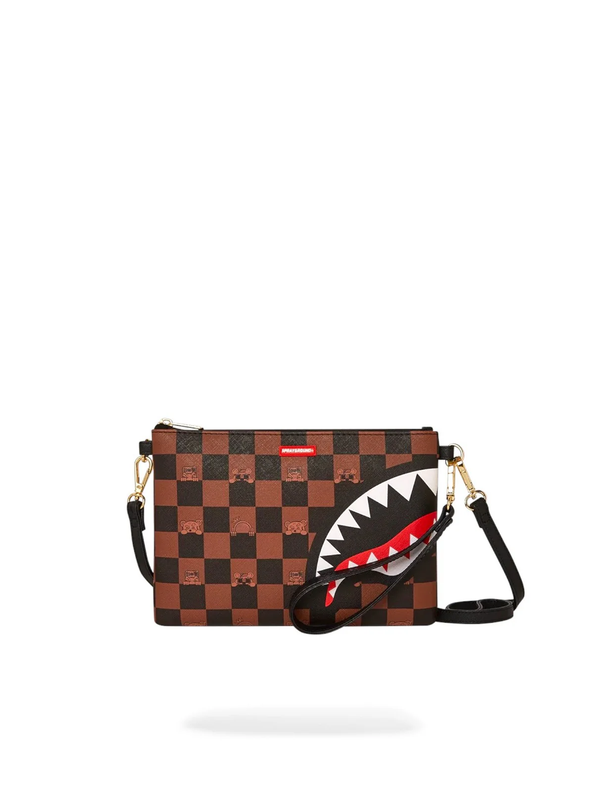 SPRAYGROUND Pochette Uomo PEEKING CHARACTER CHECK POUCHETTE 910B7509NSZ Marrone