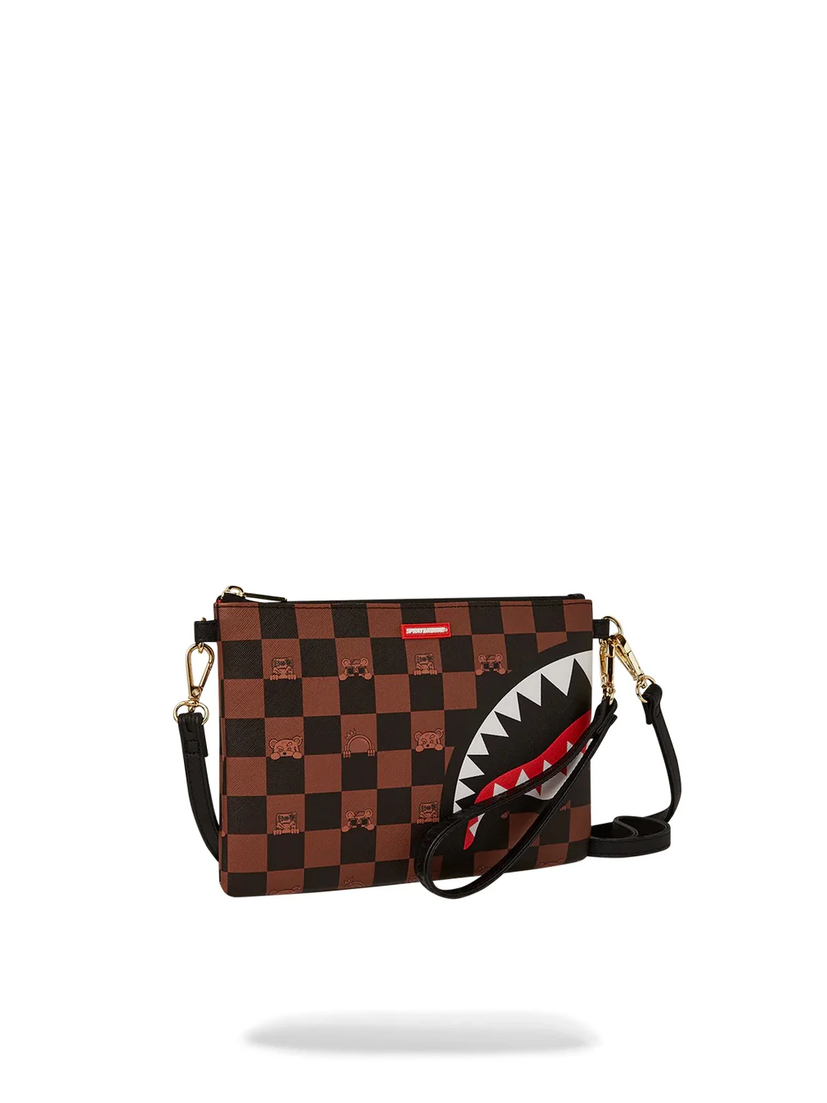 SPRAYGROUND Pochette Uomo PEEKING CHARACTER CHECK POUCHETTE 910B7509NSZ Marrone - Image 2