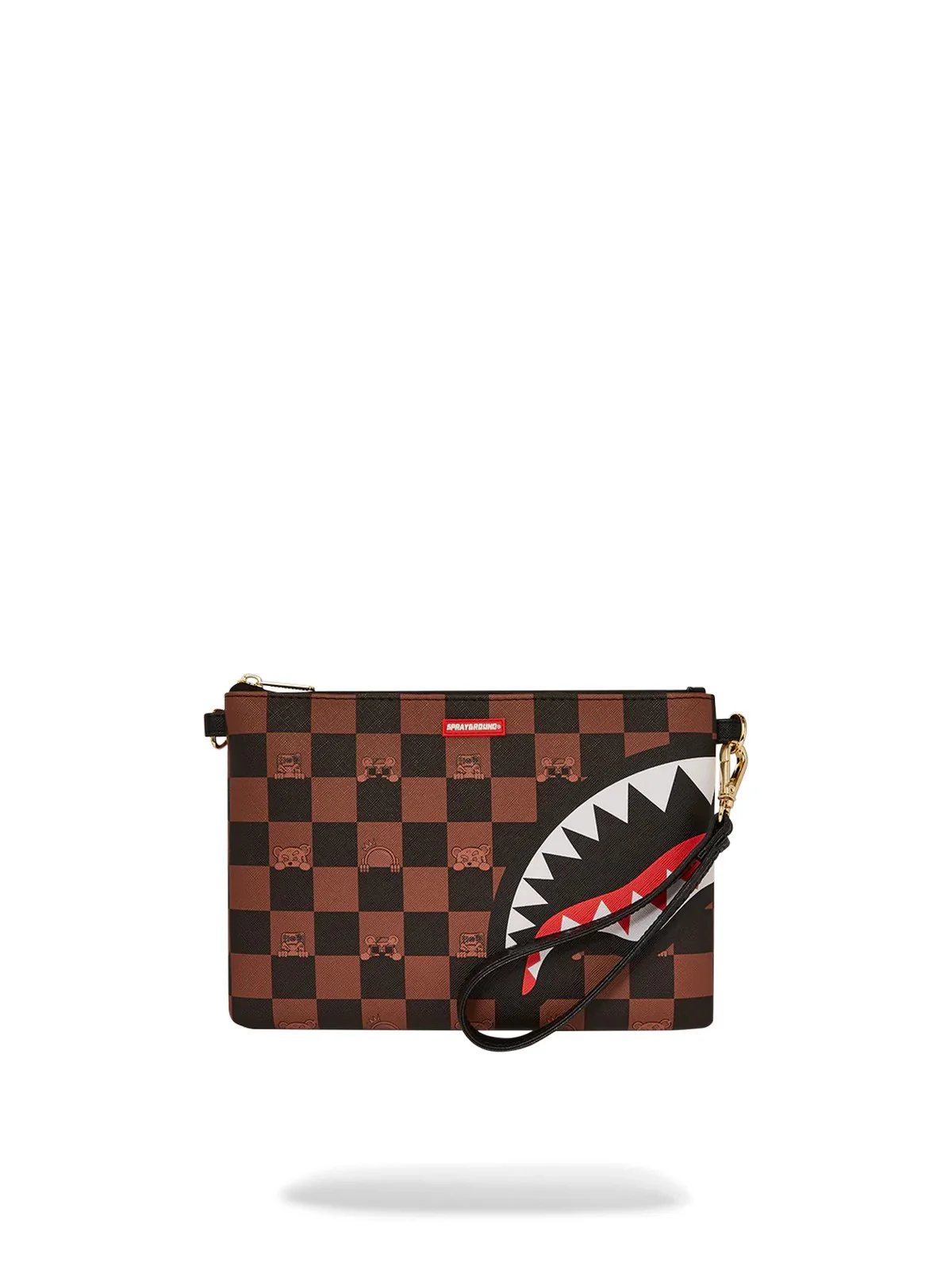 SPRAYGROUND Pochette Uomo PEEKING CHARACTER CHECK POUCHETTE 910B7509NSZ Marrone - Image 4