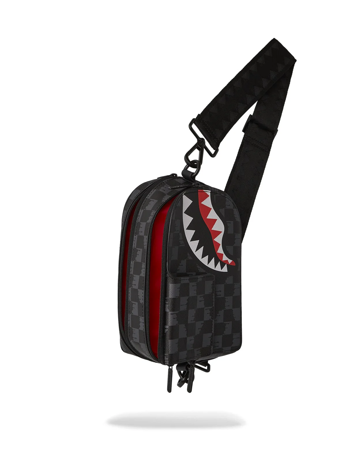 SPRAYGROUND Tracolla Uomo DRIP CHECK SHARK BACKPACK SLING 910B6569NSZ Nero - Image 4