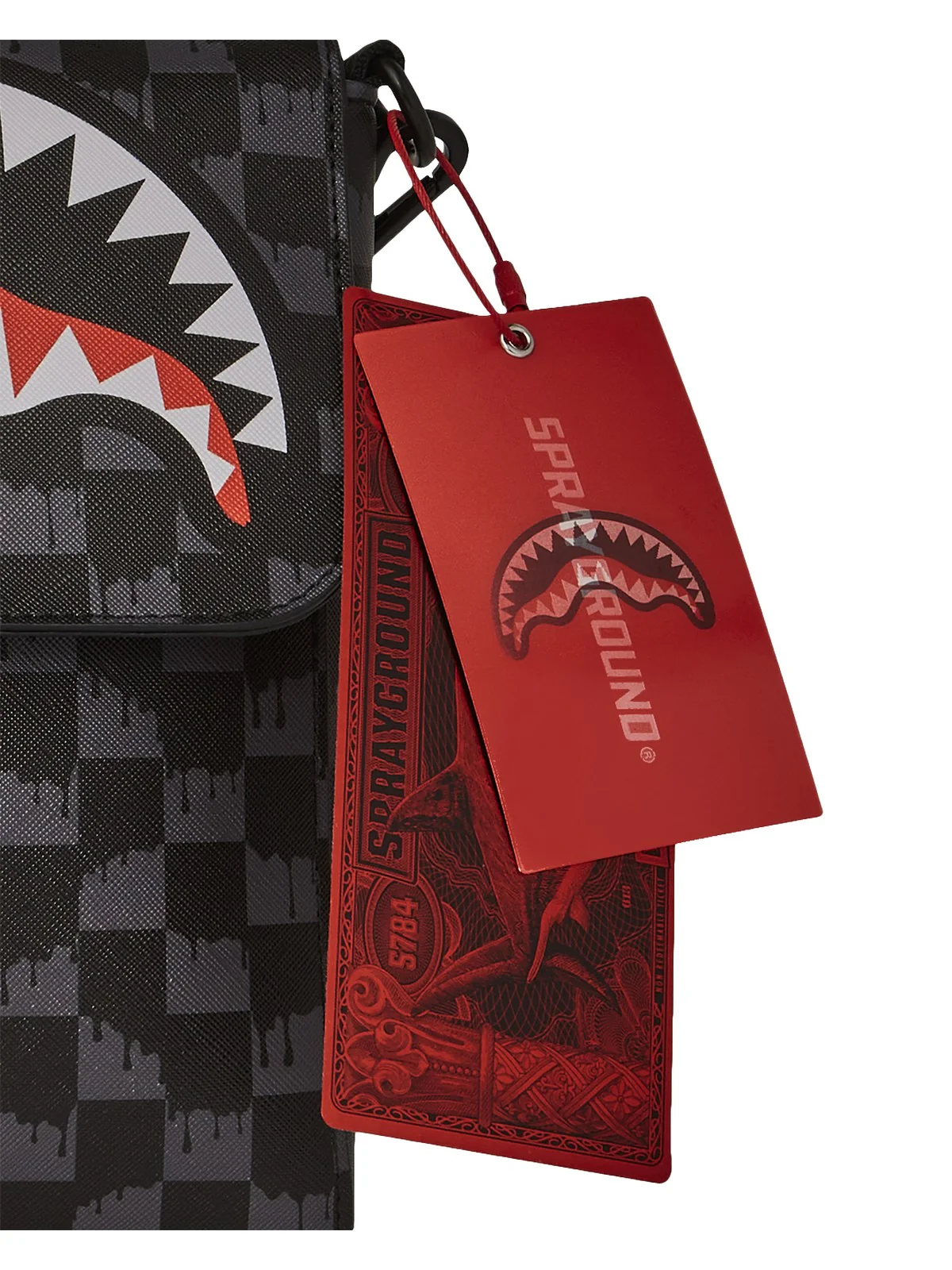 SPRAYGROUND Tracolla Uomo DRIP CHECK SHARK MESSENGER SLING 910B6572NSZ Nero - Image 3