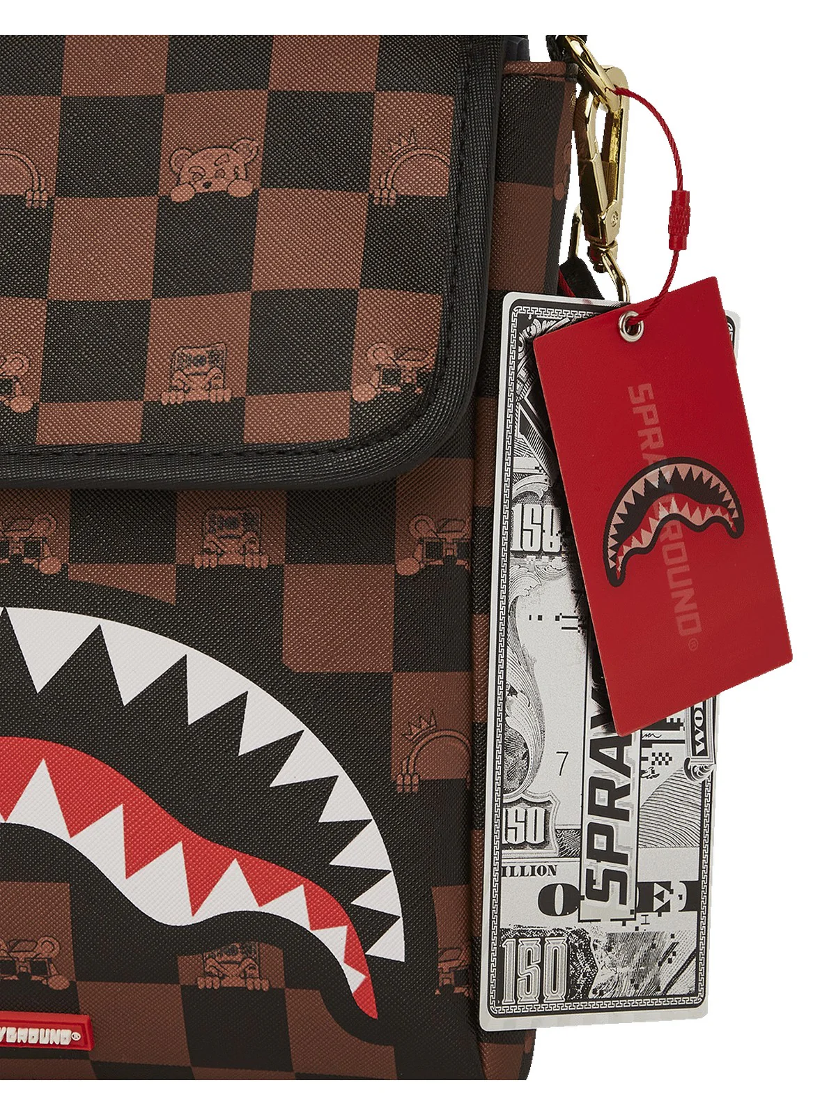 SPRAYGROUND Tracolla Uomo PEEKING CHARACTER CHECK MESSENGER SLING 910B7505NSZ Marrone - Image 5