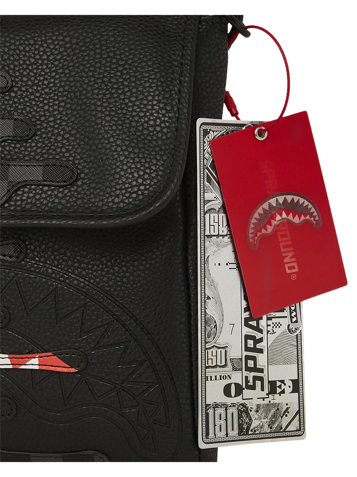 SPRAYGROUND Tracolla Uomo UNFINISHED SHARK MESSENGER SLING 910B7483NSZ Nero - Image 5