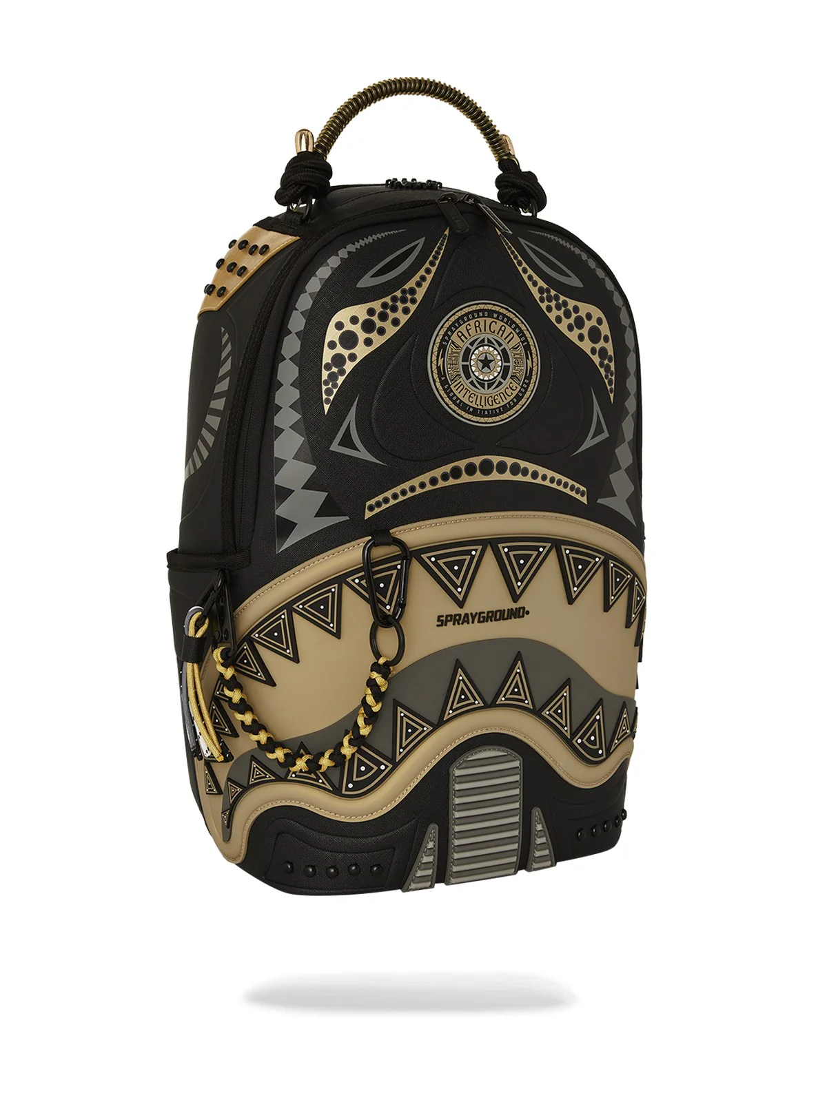 SPRAYGROUND Zaino Uomo AI WONDERLAND GOLD AND BLACK BACKPACK 910B7761NSZ Nero - Image 2
